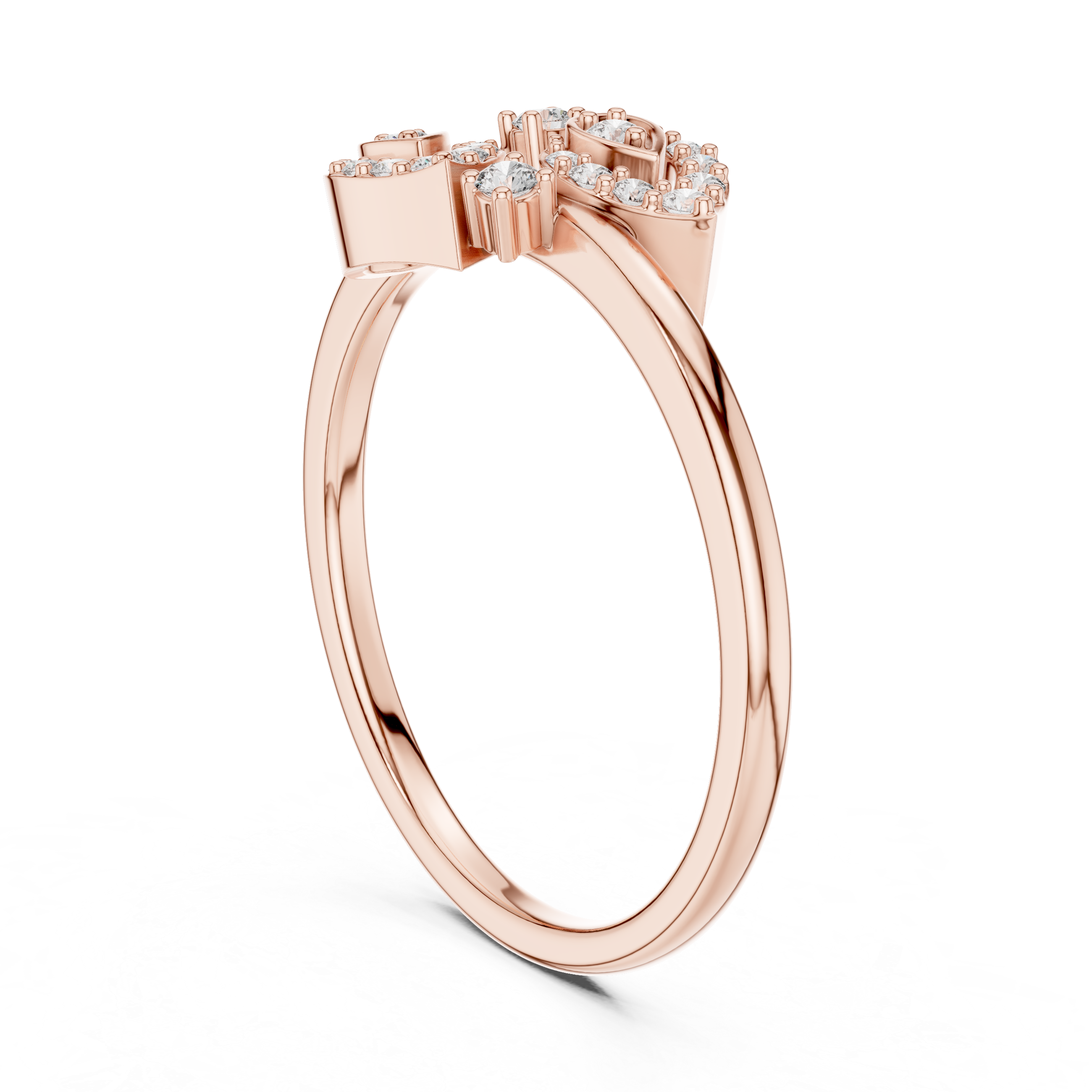 Diamond Leaf Motif Open Ring