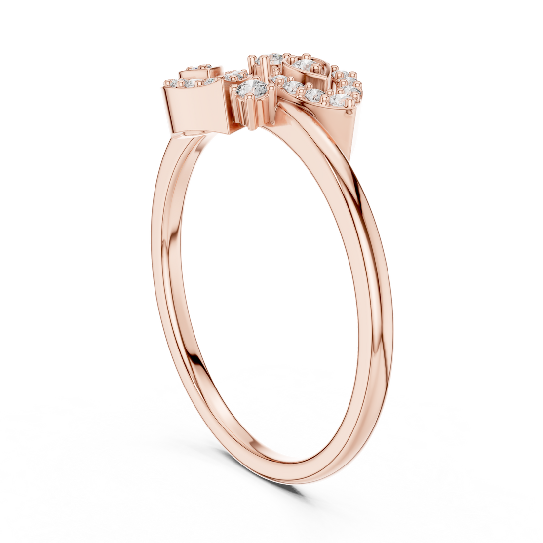 Diamond Leaf Motif Open Ring