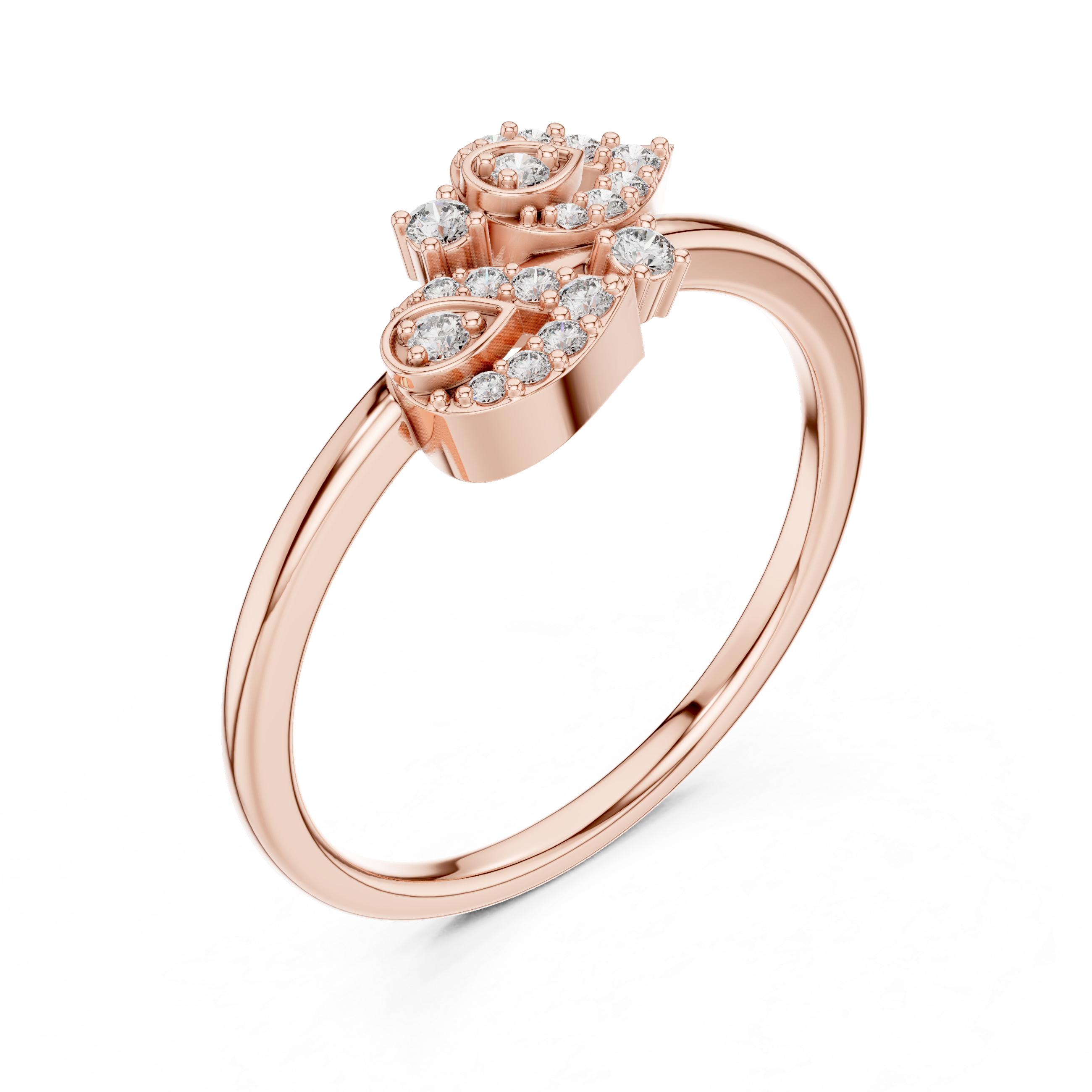 Diamond Leaf Motif Open Ring