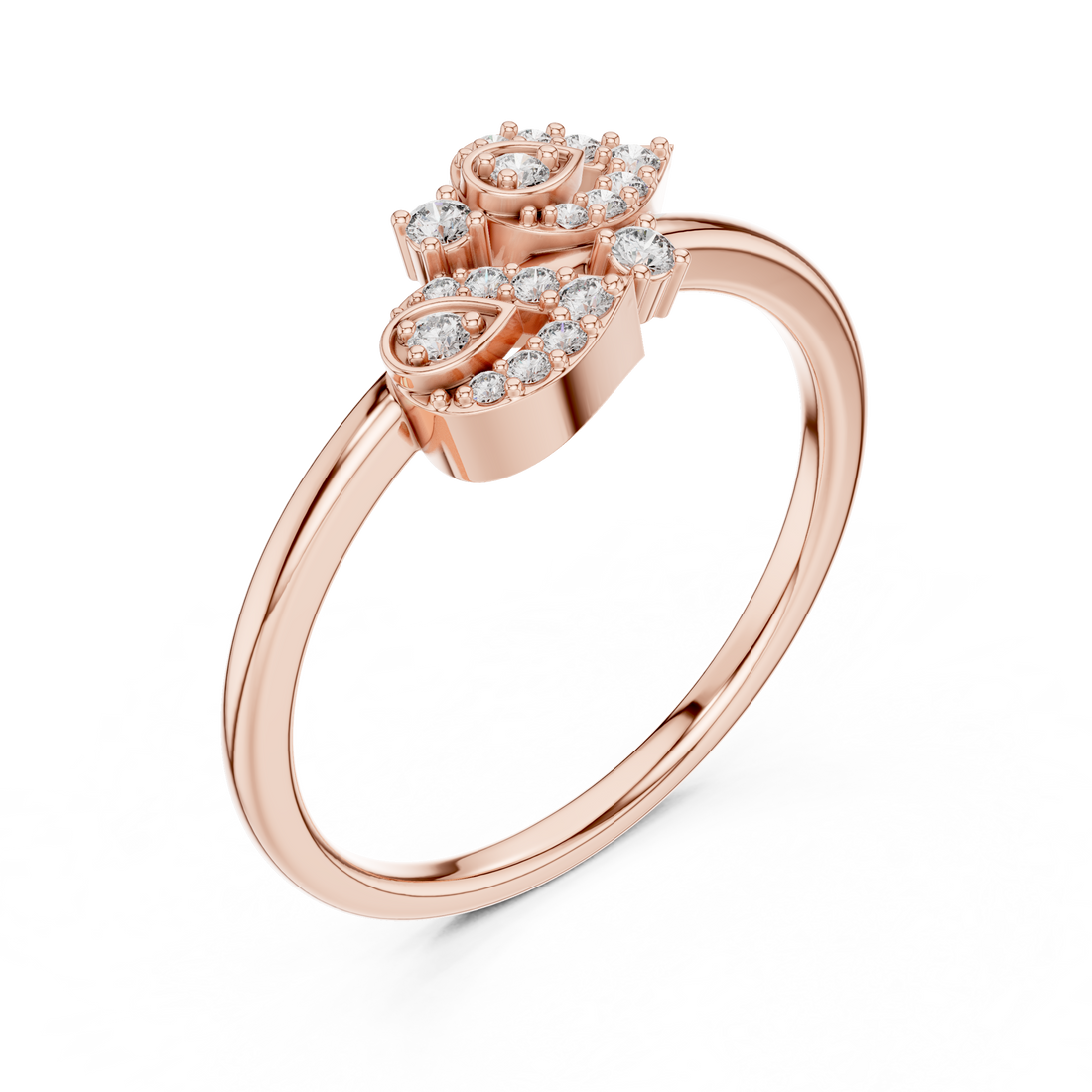 Diamond Leaf Motif Open Ring