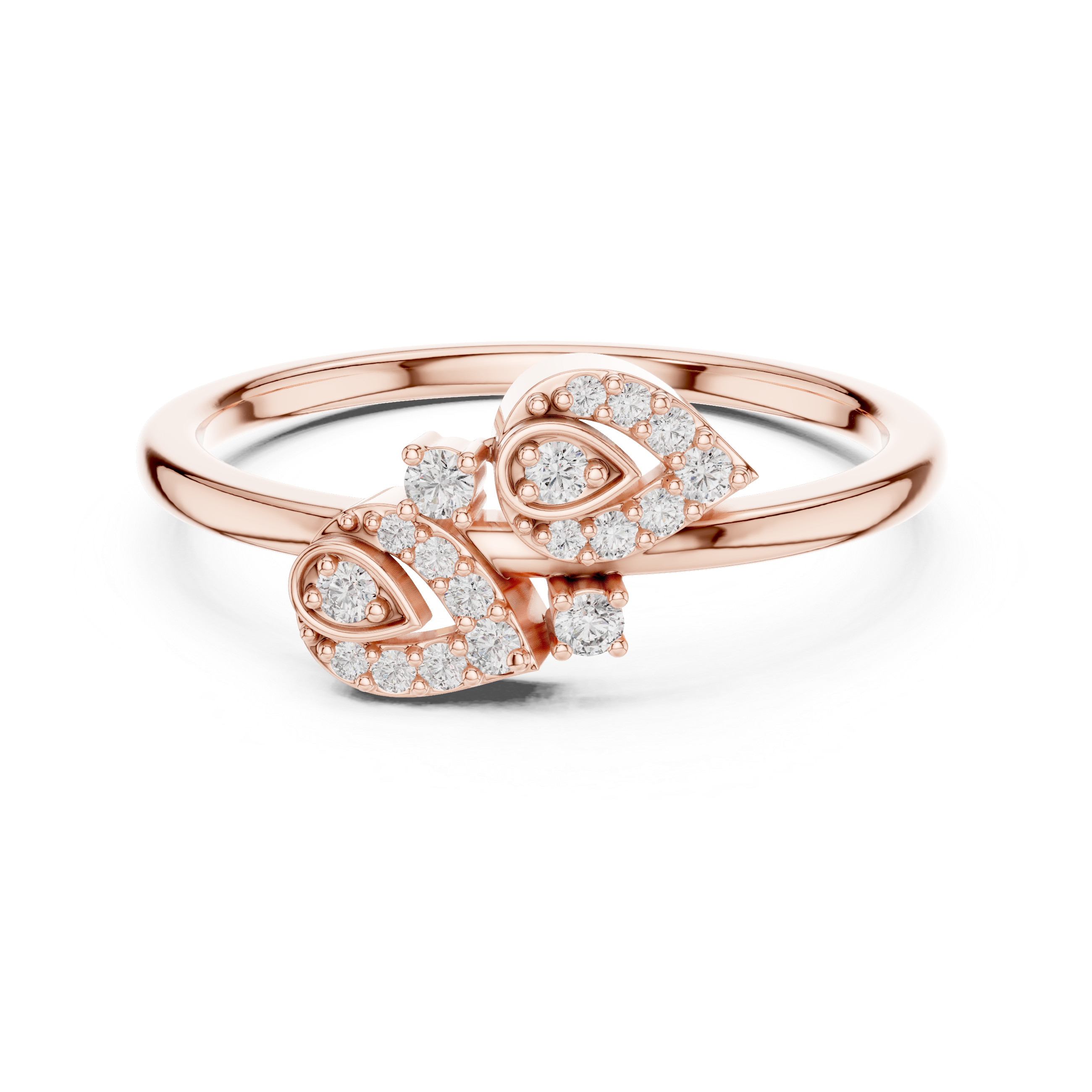 Diamond Leaf Motif Open Ring