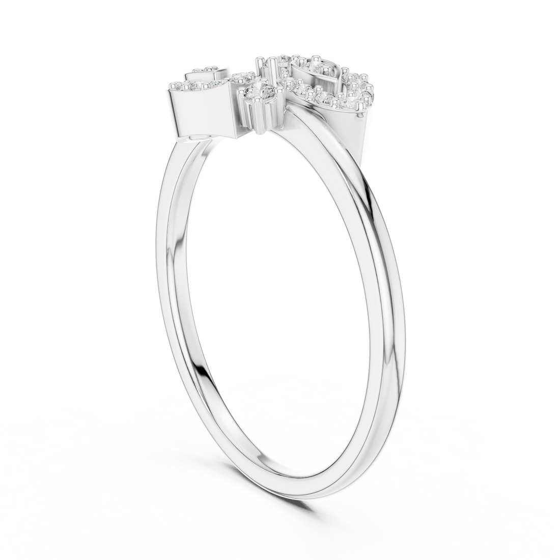 Diamond Leaf Motif Open Ring