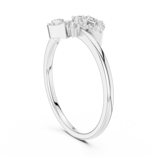 Diamond Leaf Motif Open Ring