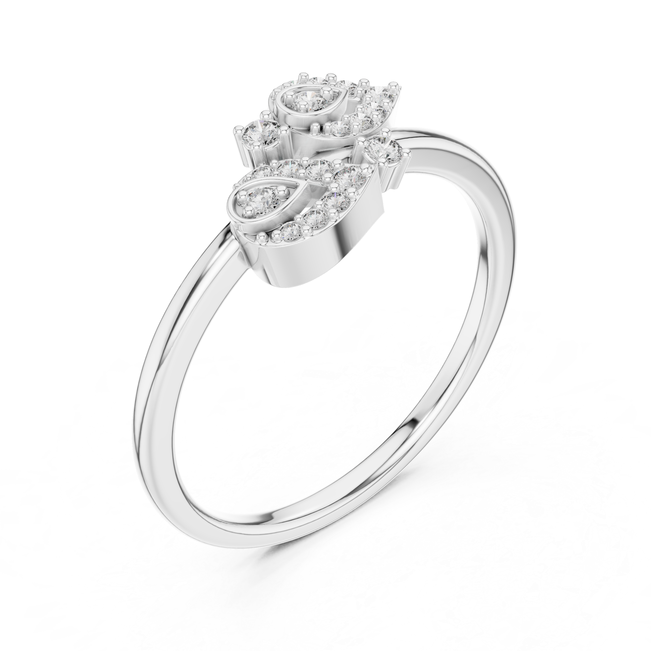 Diamond Leaf Motif Open Ring