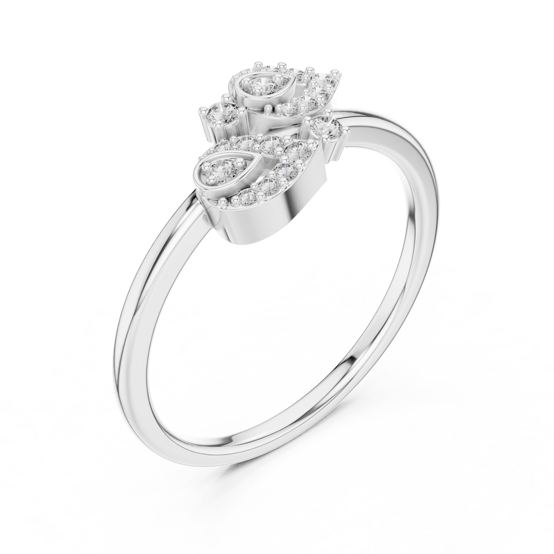 Diamond Leaf Motif Open Ring