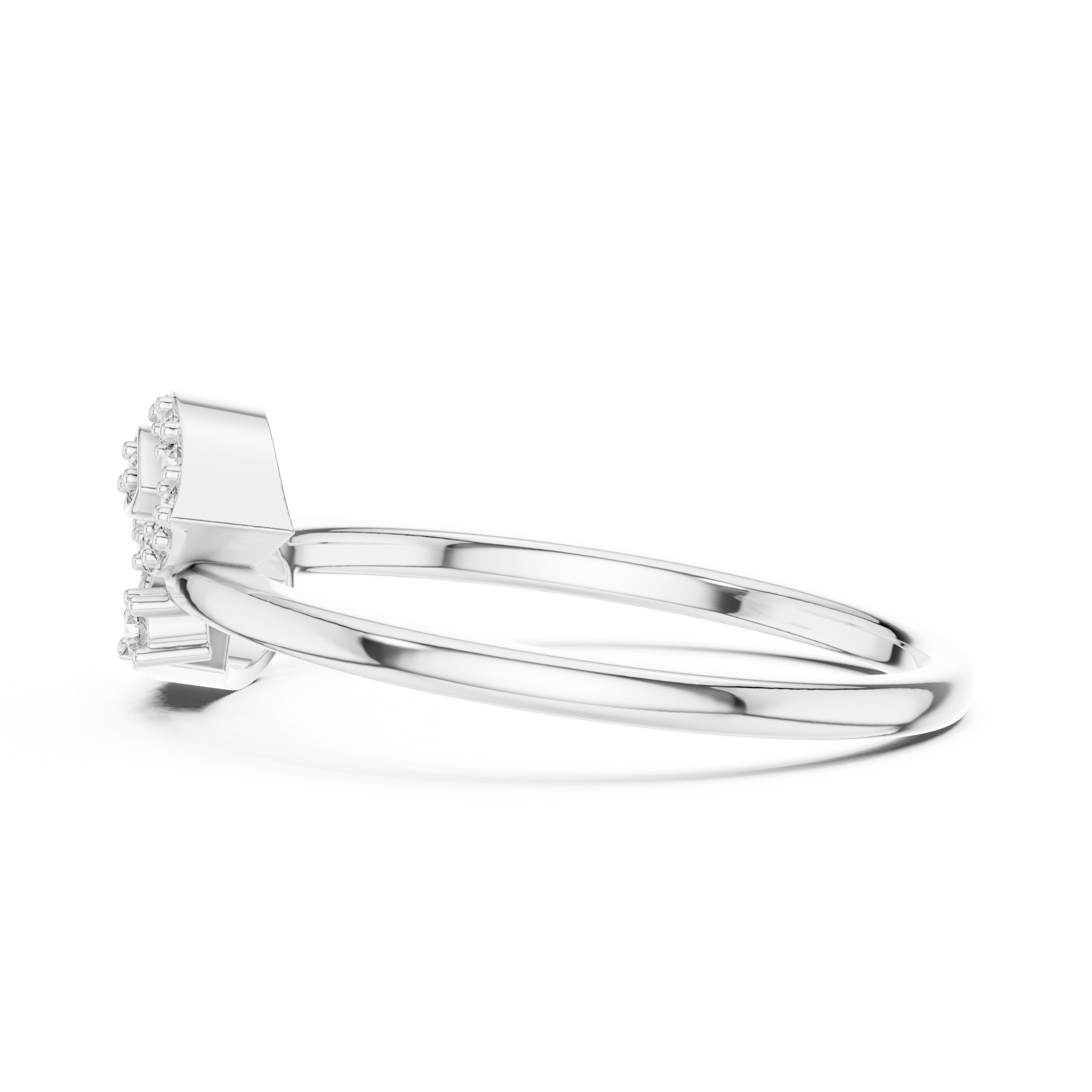 Diamond Leaf Motif Open Ring