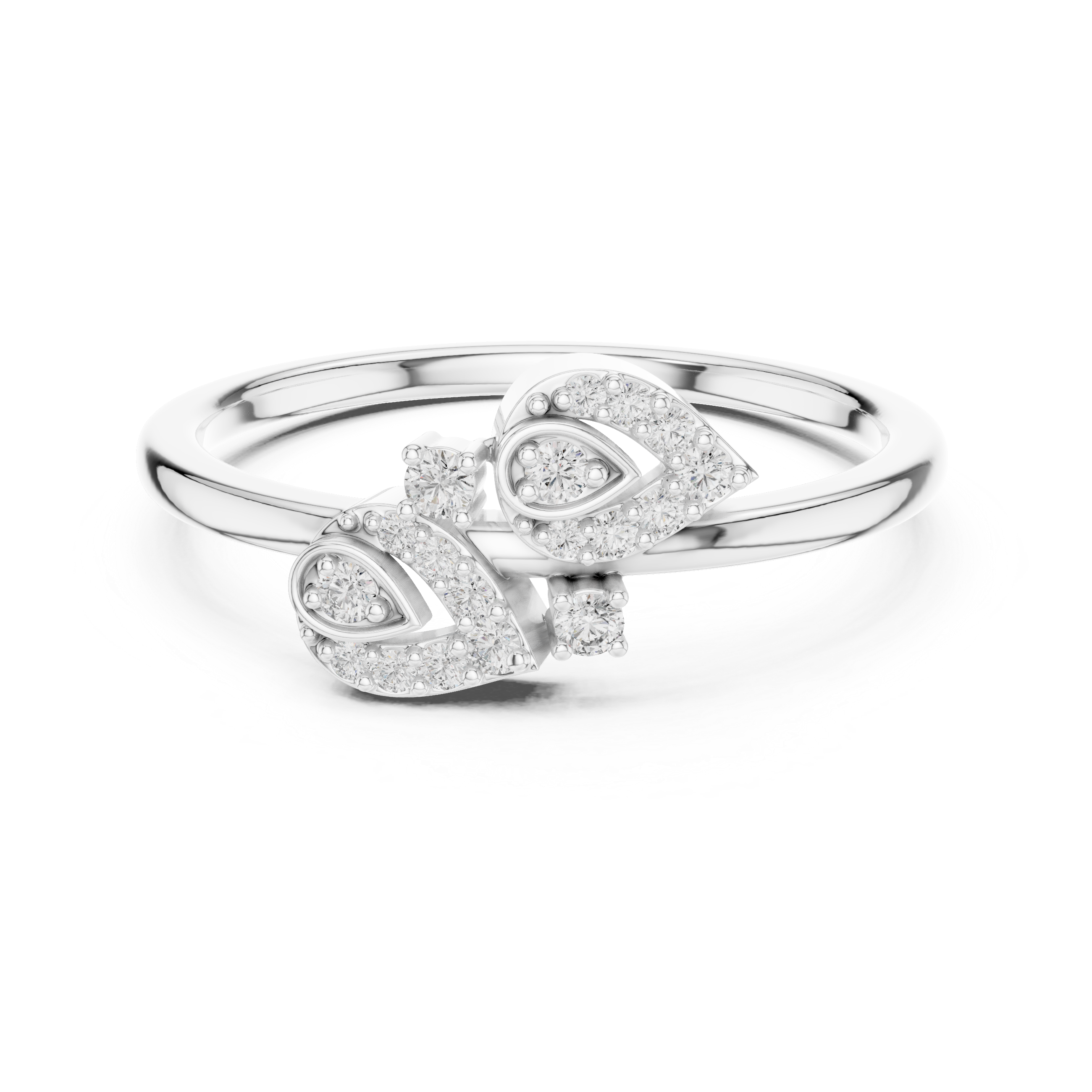 Diamond Leaf Motif Open Ring