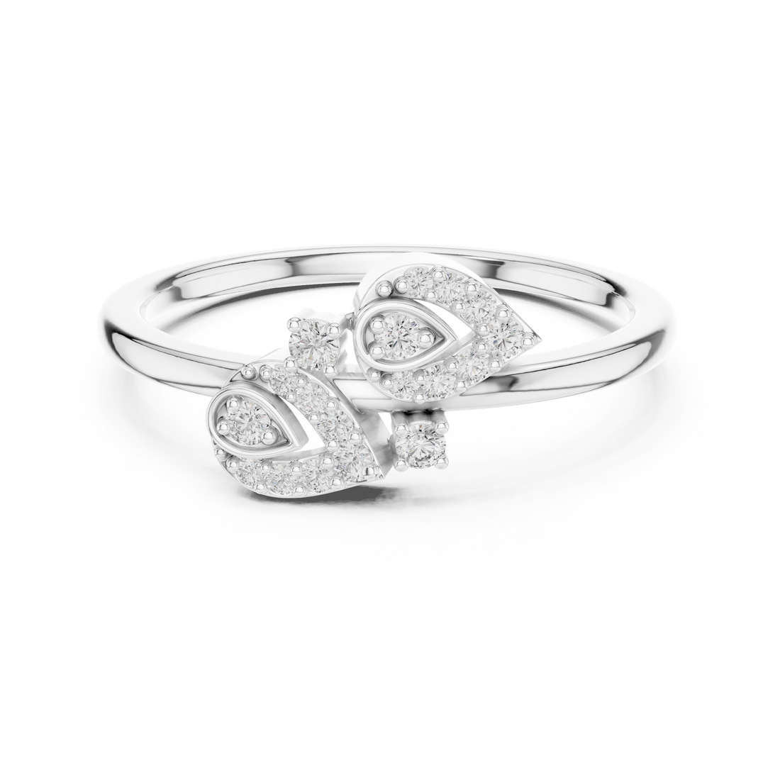 Diamond Leaf Motif Open Ring