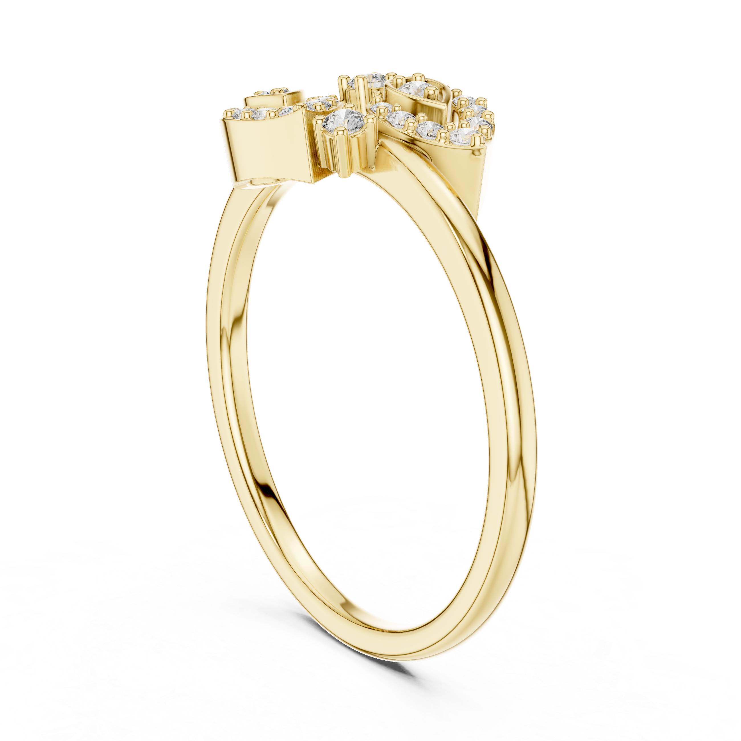 Diamond Leaf Motif Open Ring