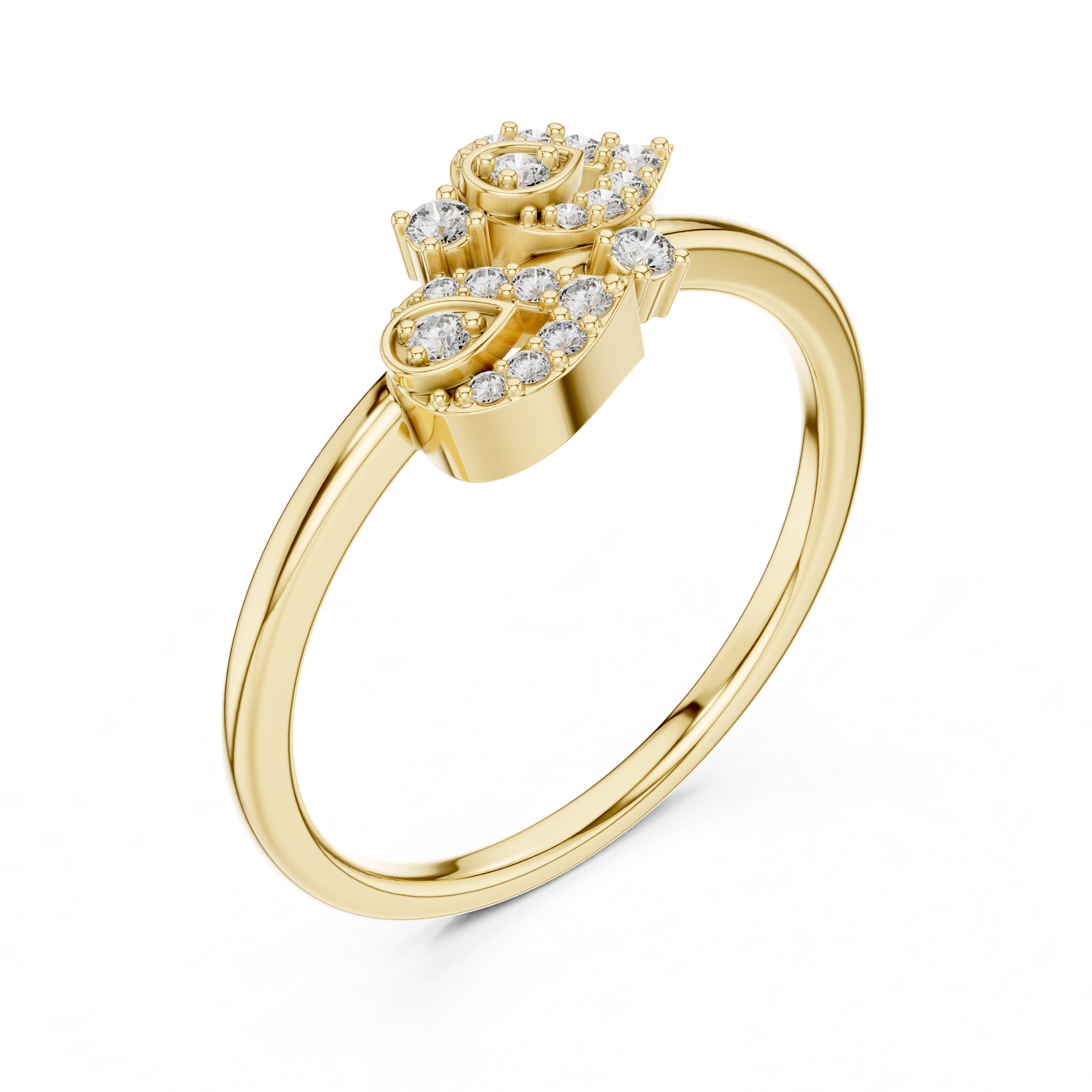 Diamond Leaf Motif Open Ring