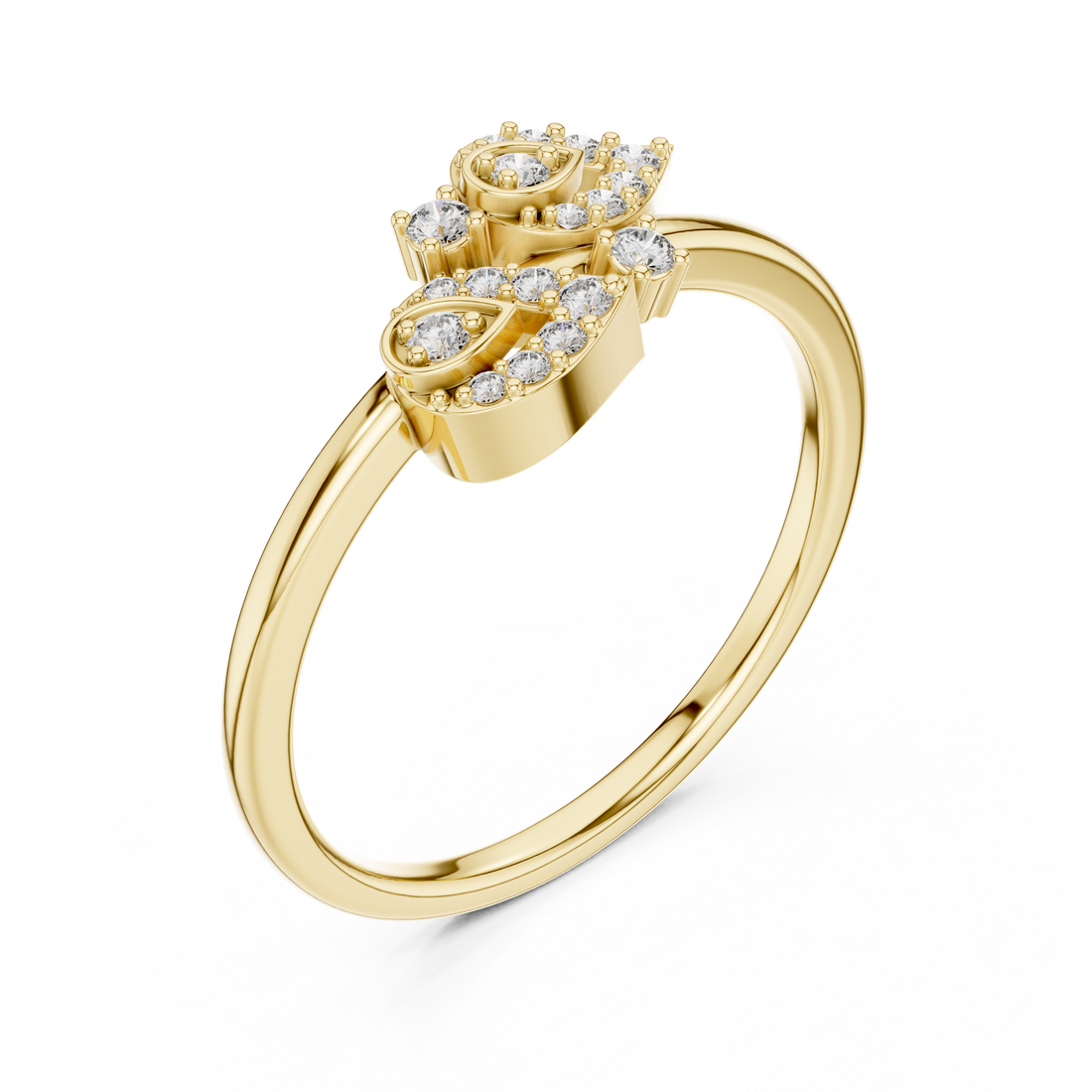 Diamond Leaf Motif Open Ring