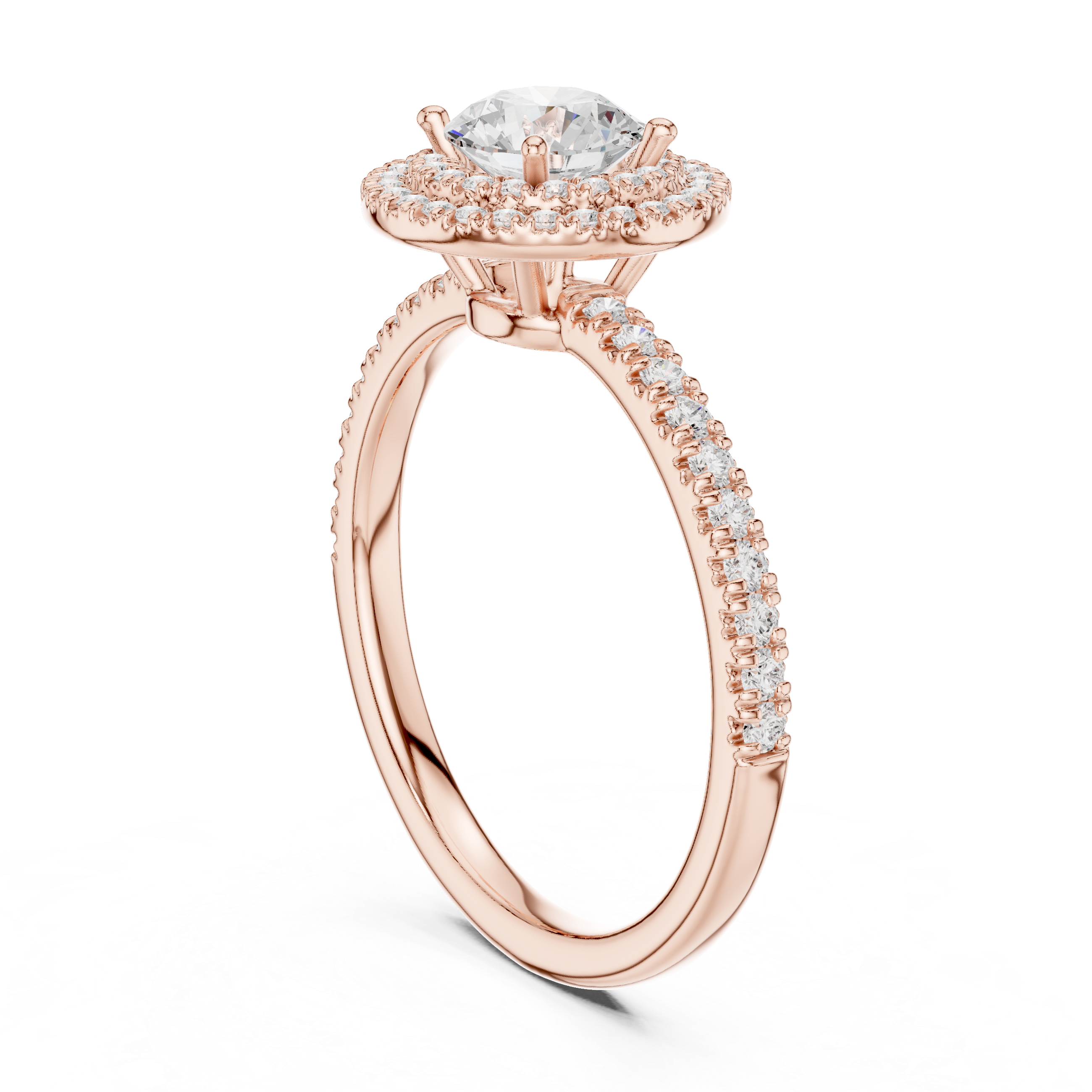 Double Halo Round Lab-Grown Diamond Engagement Ring