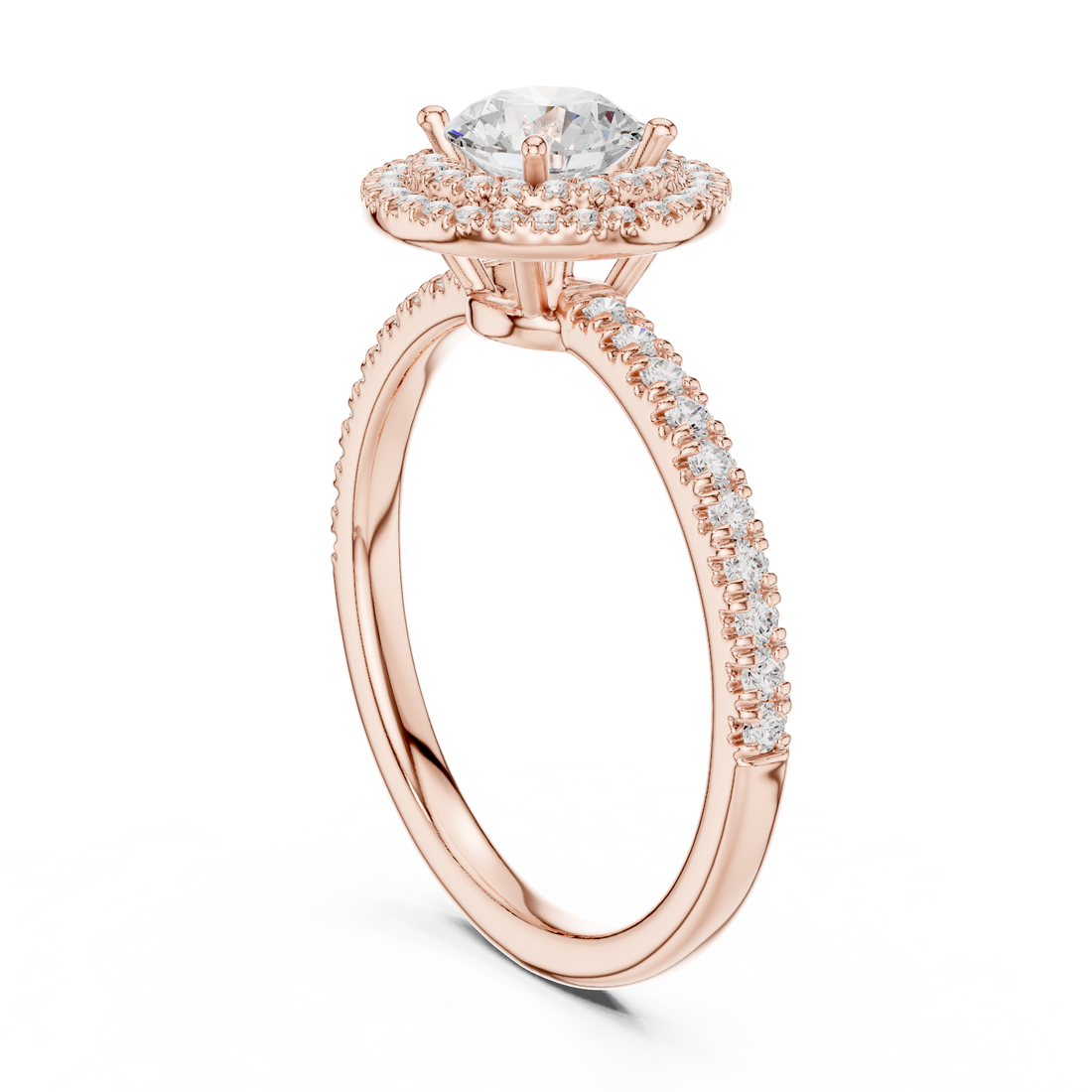 Double Halo Round Lab-Grown Diamond Engagement Ring