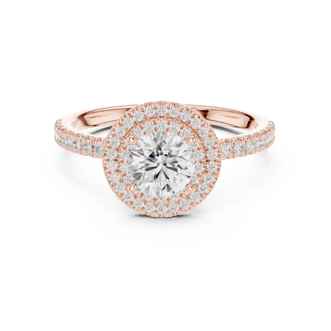 Double Halo Round Lab-Grown Diamond Engagement Ring