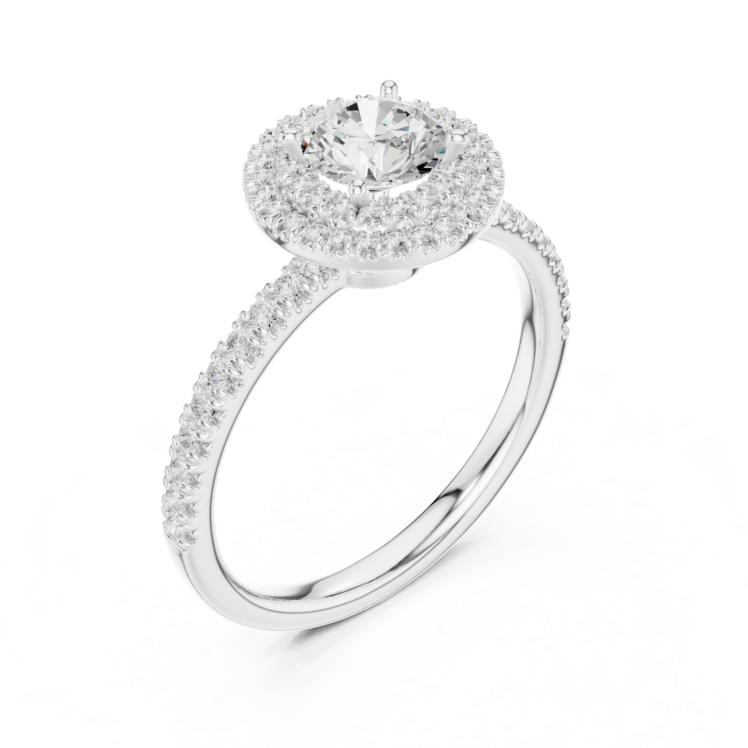 Double Halo Round Lab-Grown Diamond Engagement Ring