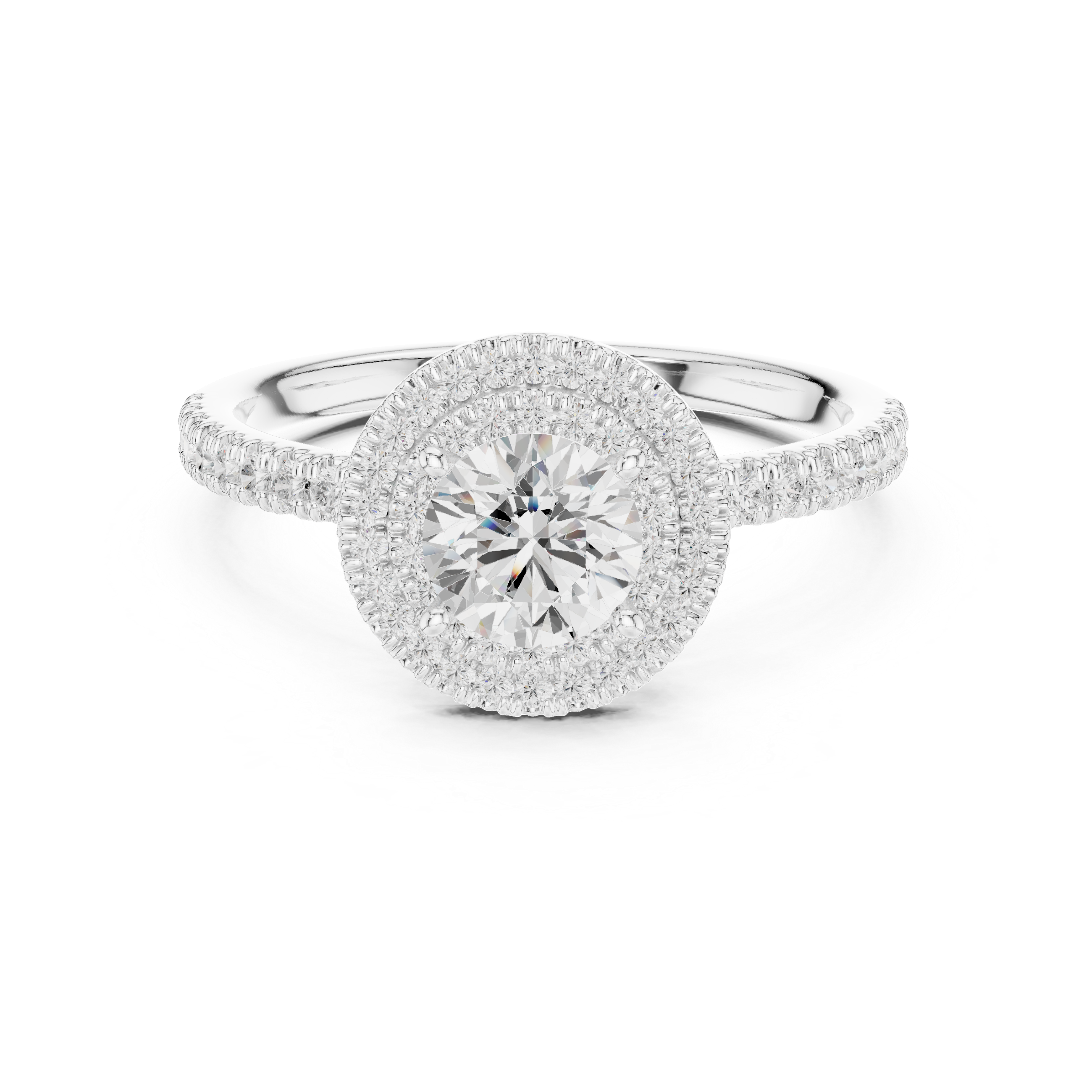 Double Halo Round Lab-Grown Diamond Engagement Ring
