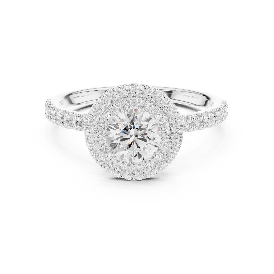 Double Halo Round Lab-Grown Diamond Engagement Ring