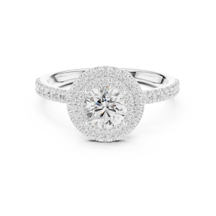 Double Halo Round Lab-Grown Diamond Engagement Ring