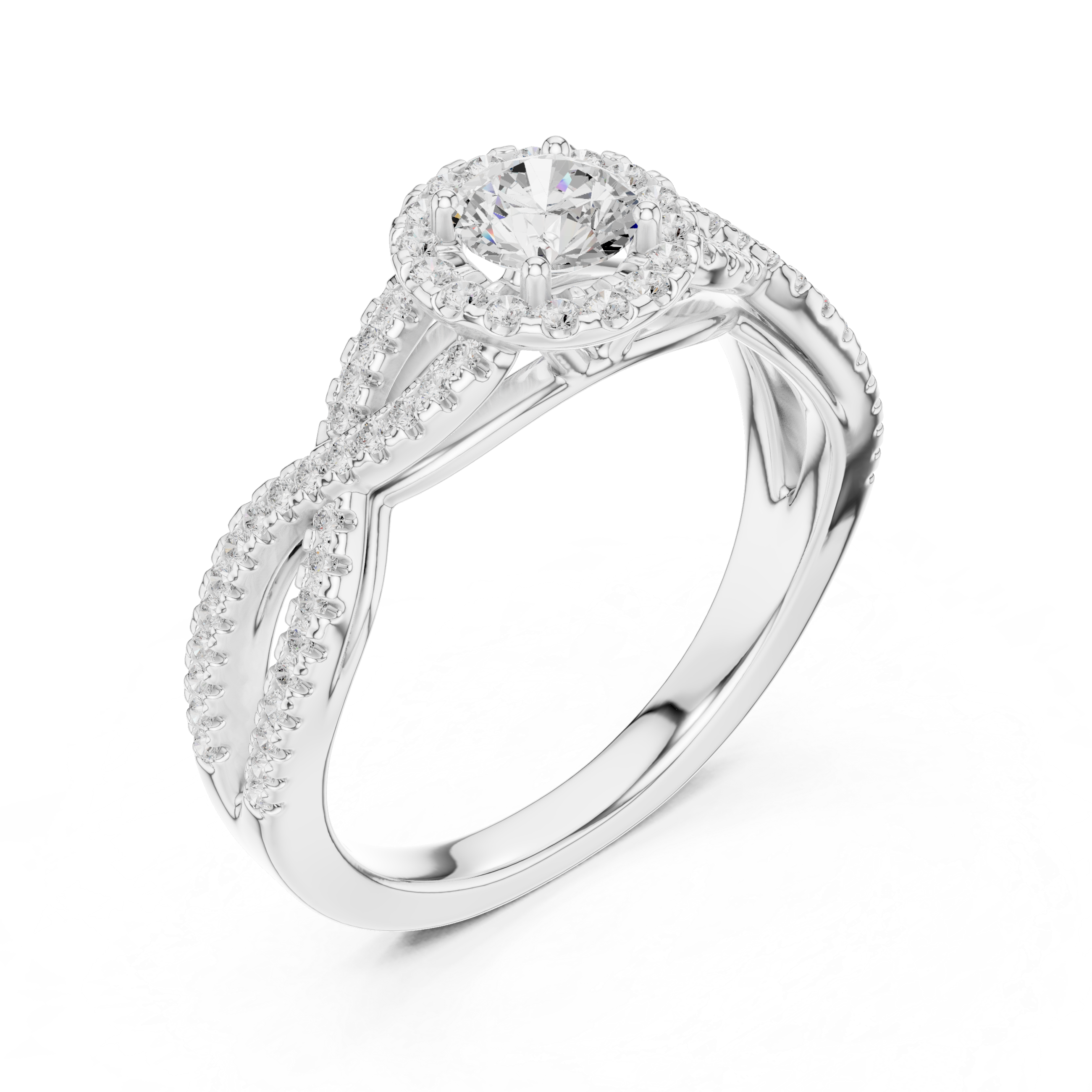 Twisted Split-Shank Halo Round Lab-Grown Diamond Ring