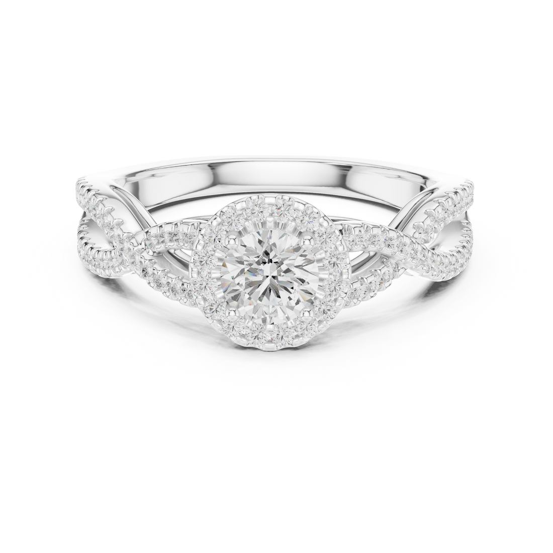 Twisted Split-Shank Halo Round Lab-Grown Diamond Ring