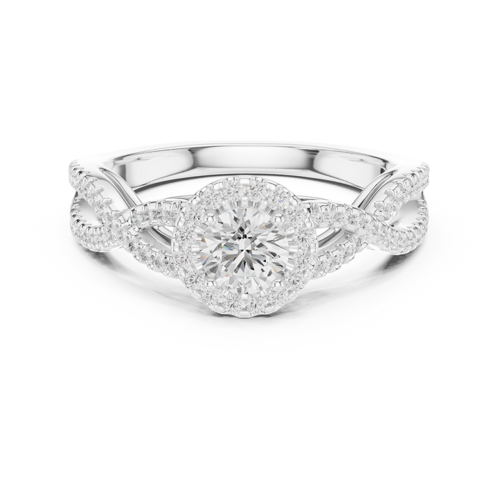 Twisted Split-Shank Halo Round Lab-Grown Diamond Ring