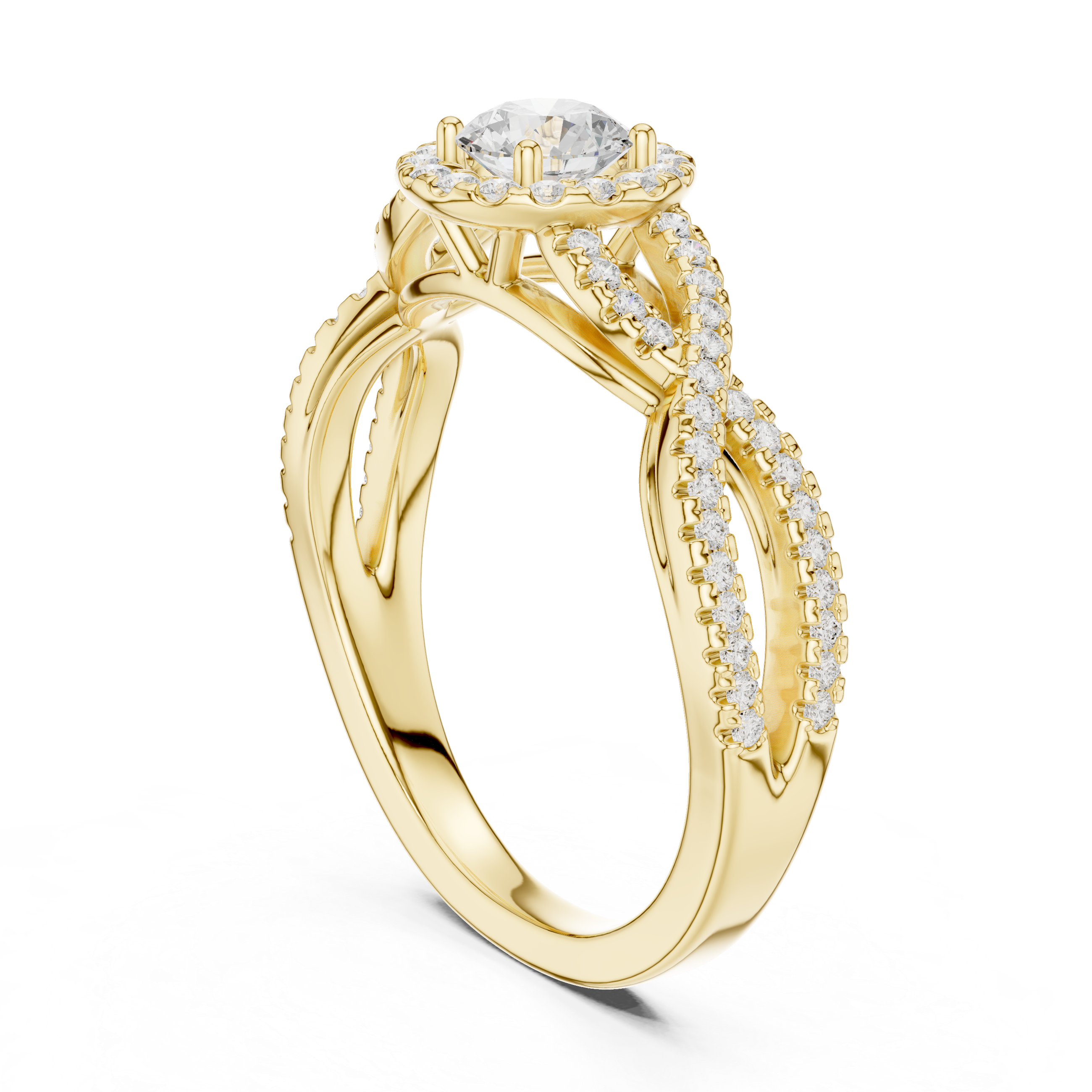 Twisted Split-Shank Halo Round Lab-Grown Diamond Ring