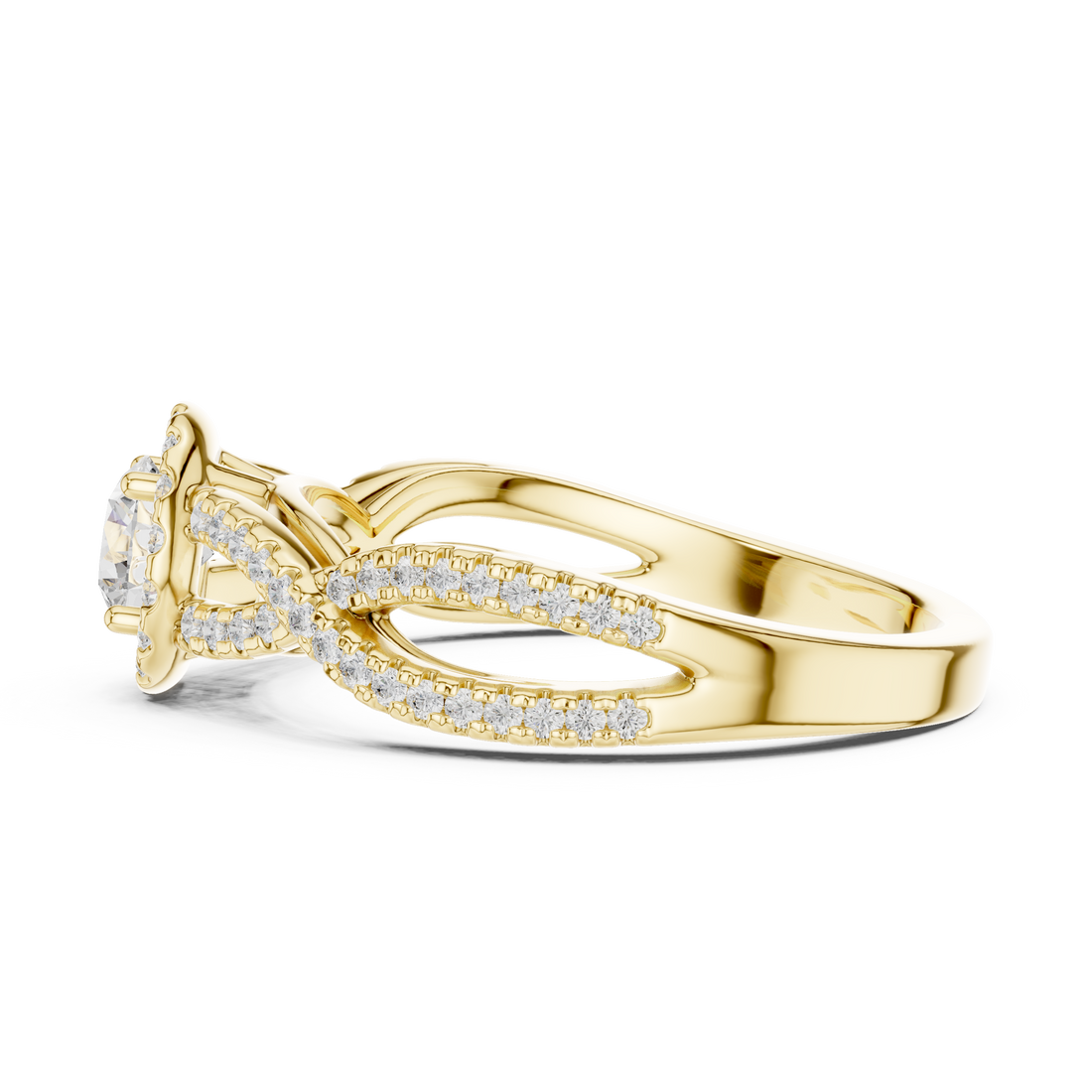Twisted Split-Shank Halo Round Lab-Grown Diamond Ring