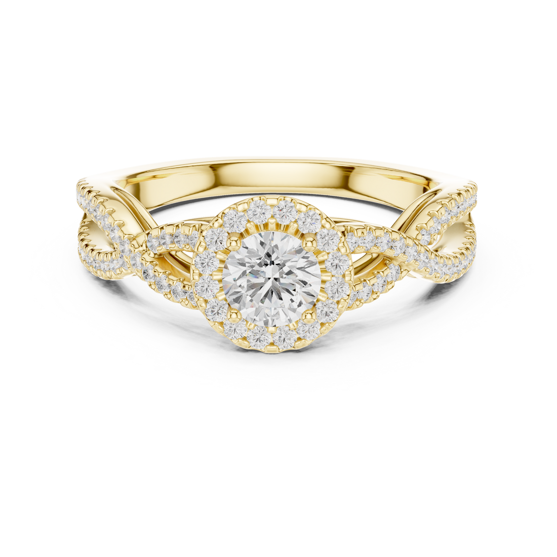 Twisted Split-Shank Halo Round Lab-Grown Diamond Ring