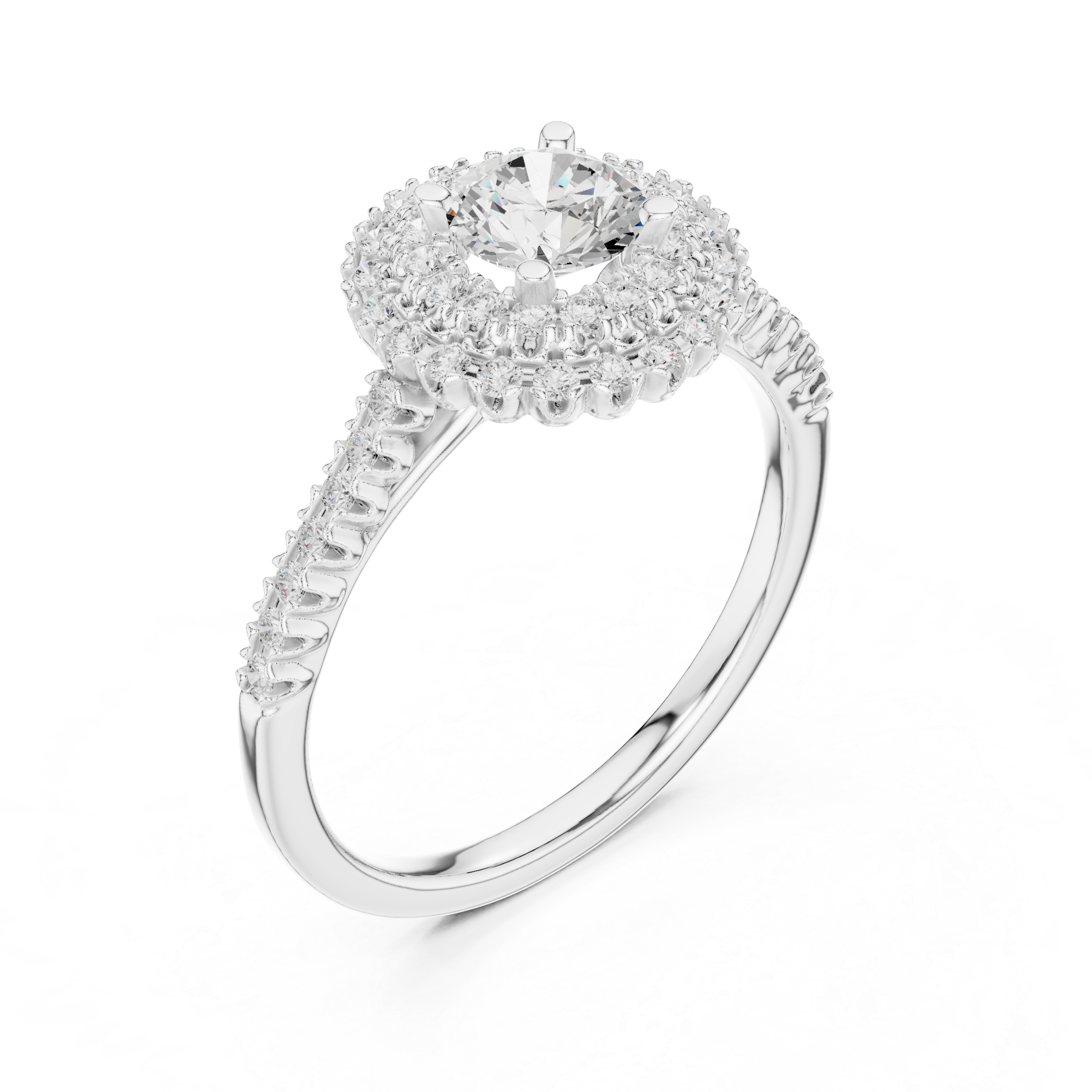 Triple Halo Round Lab-Grown Diamond Engagement Ring