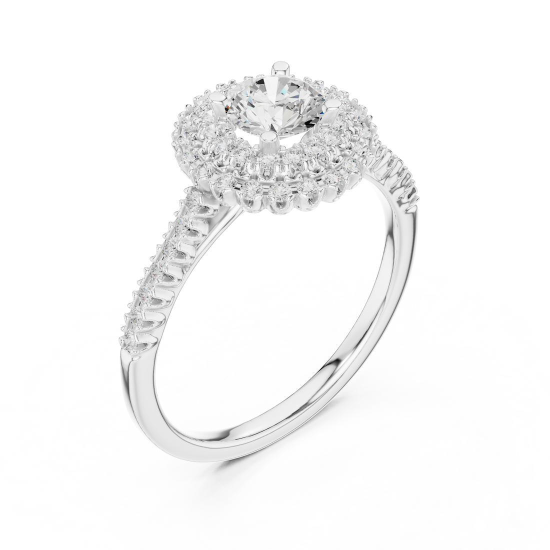 Triple Halo Round Lab-Grown Diamond Engagement Ring