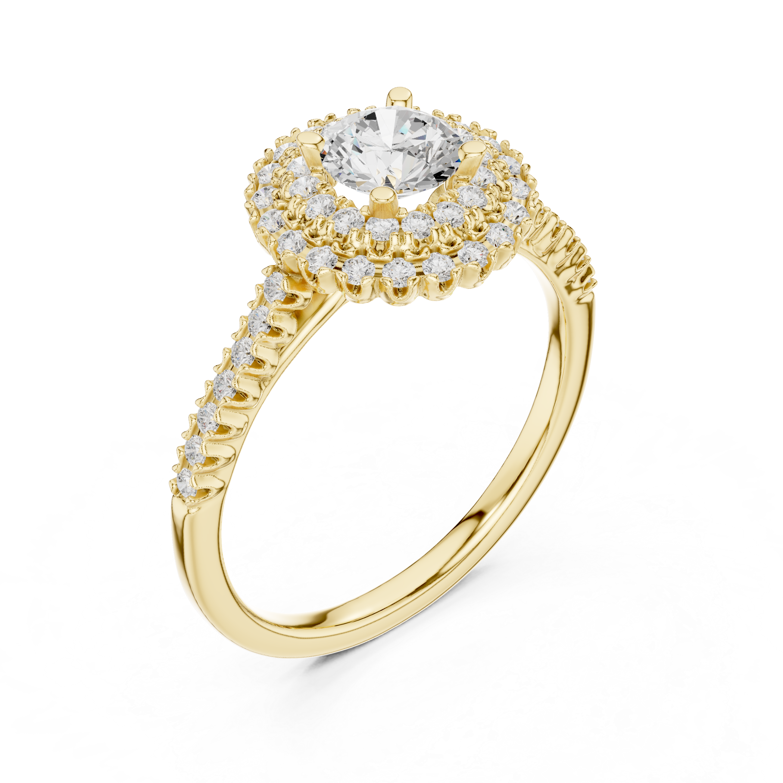 Triple Halo Round Lab-Grown Diamond Engagement Ring