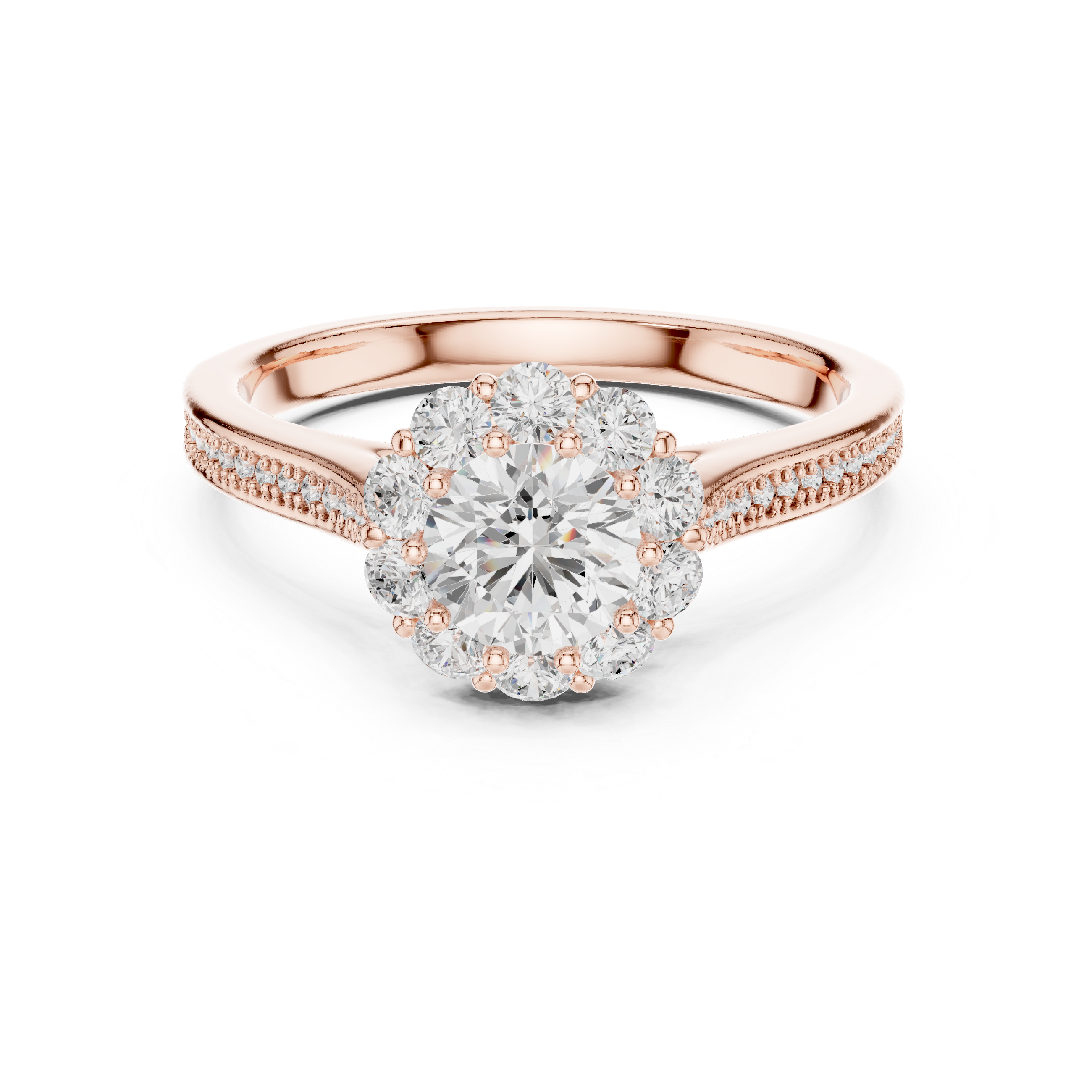 Floral Halo Diamond Engagement Ring