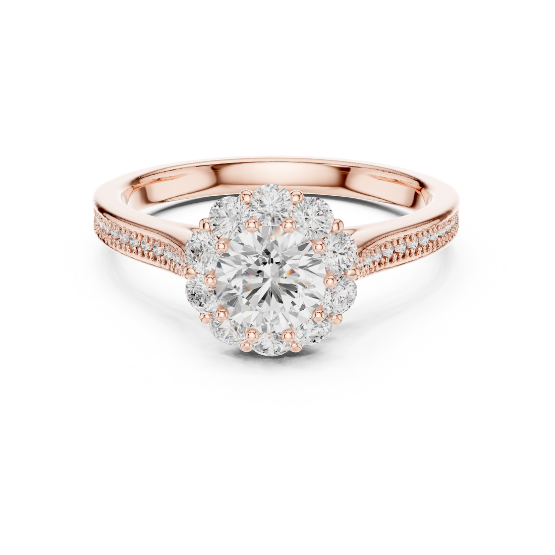 Floral Halo Diamond Engagement Ring