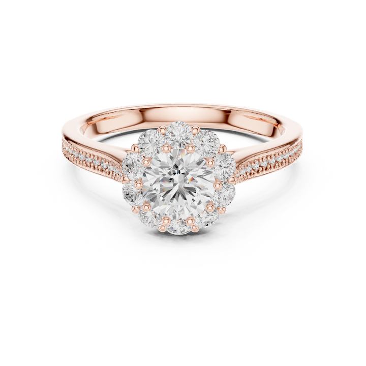 Floral Halo Diamond Engagement Ring