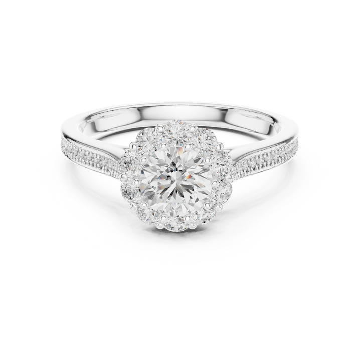 Floral Halo Diamond Engagement Ring