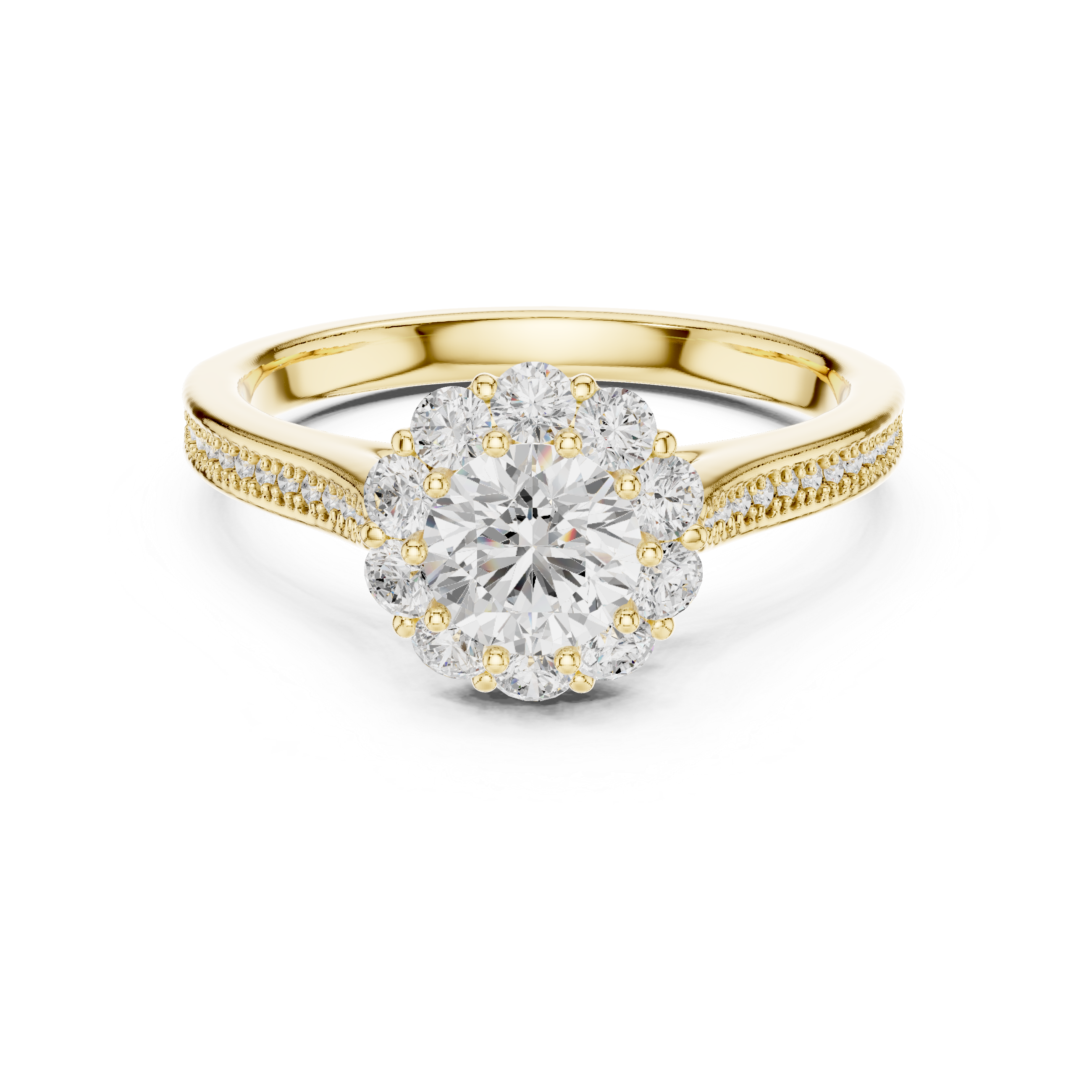 Floral Halo Diamond Engagement Ring