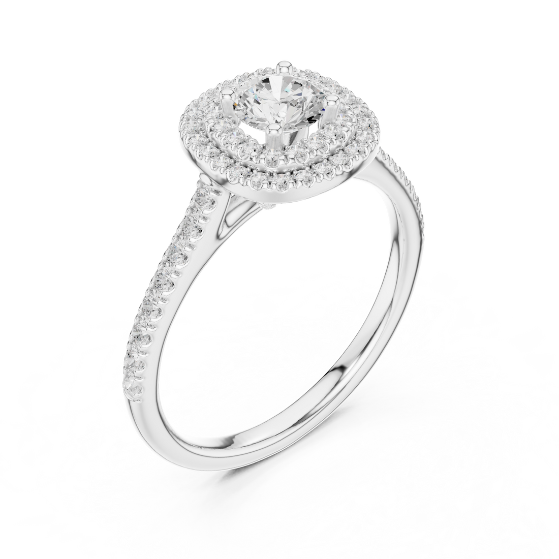 Double Halo Diamond Engagement Ring