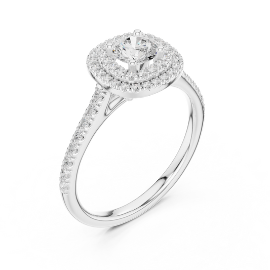 Double Halo Diamond Engagement Ring