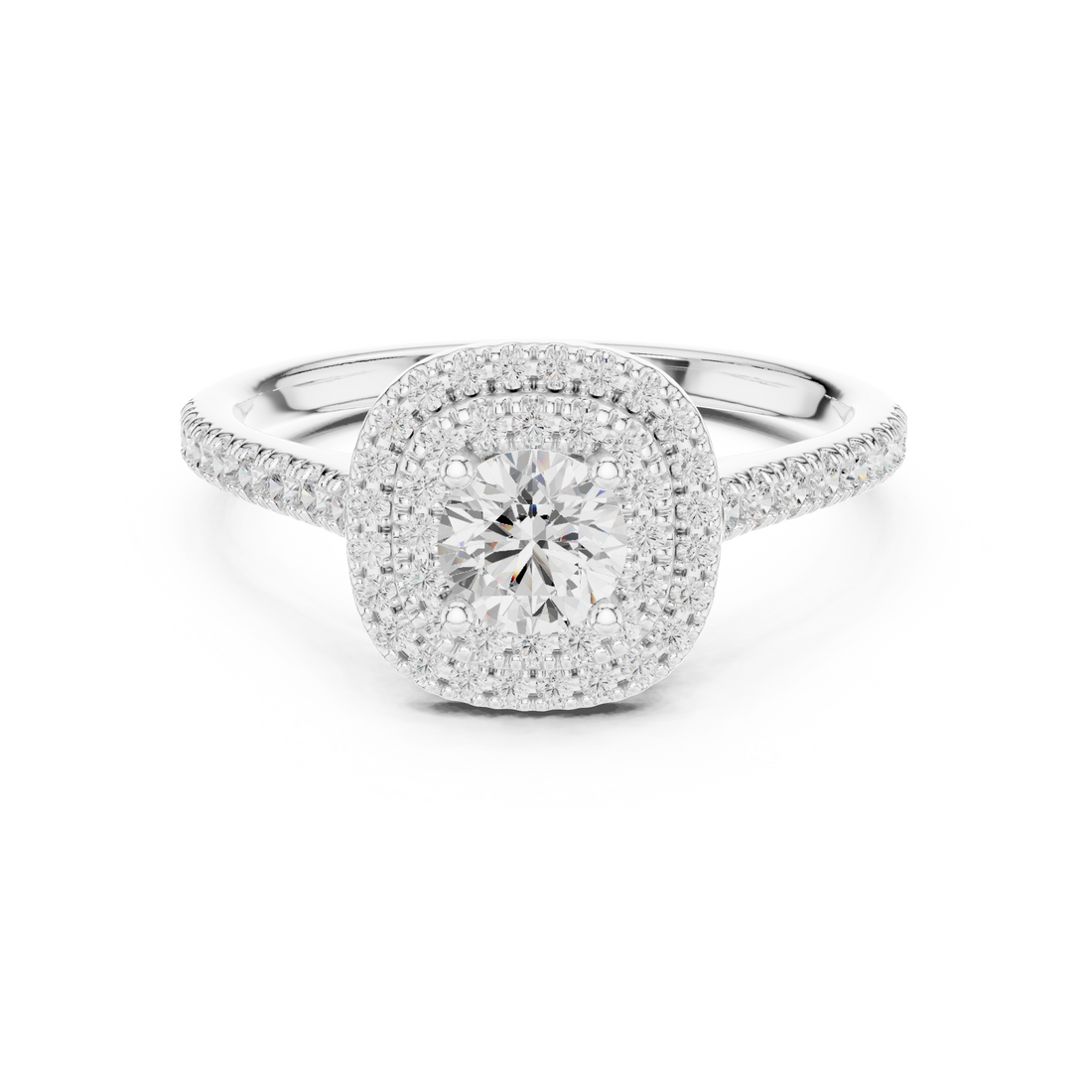 Double Halo Diamond Engagement Ring