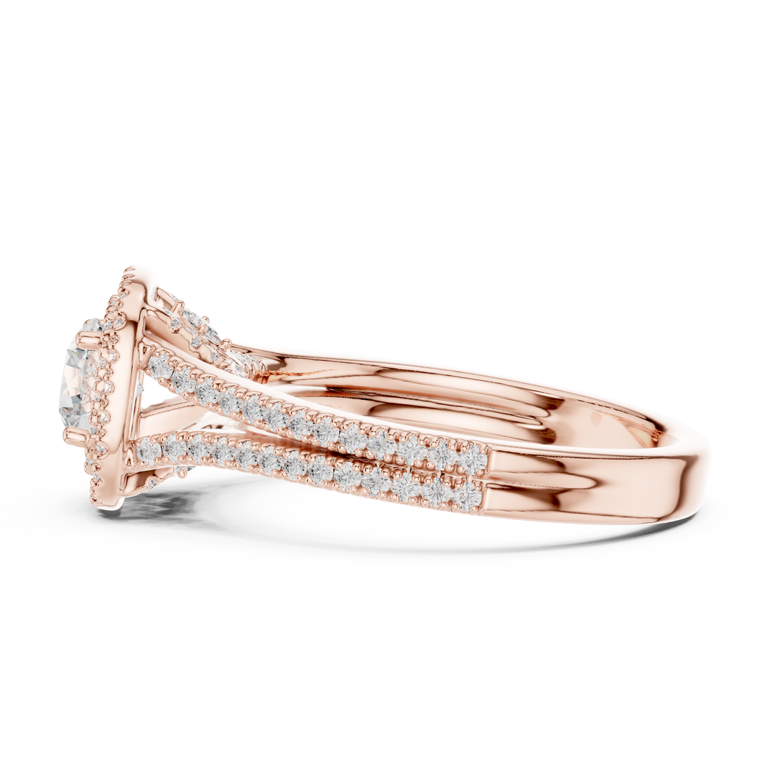 Split Shank Double Halo Diamond Engagement Ring