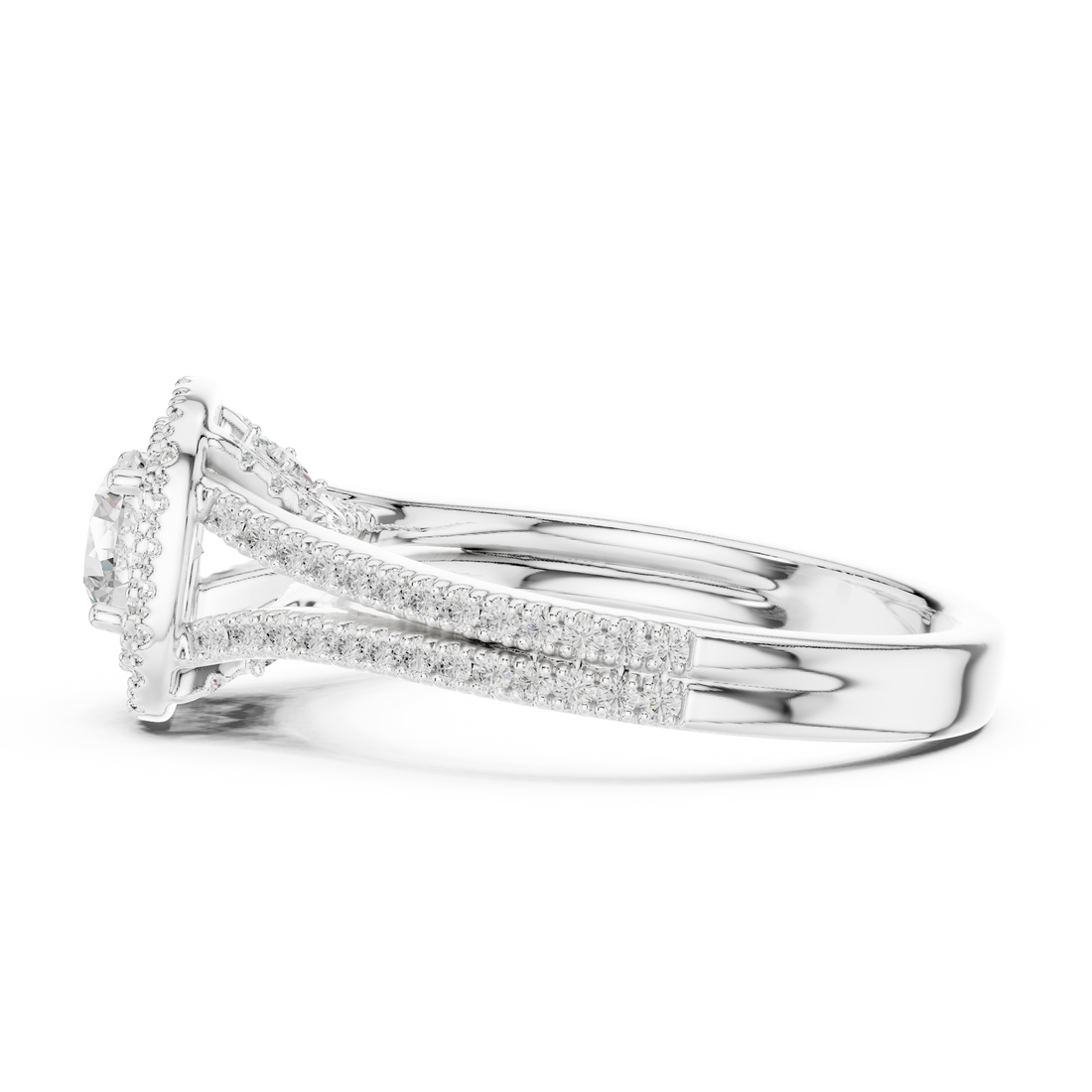 Split Shank Double Halo Diamond Engagement Ring