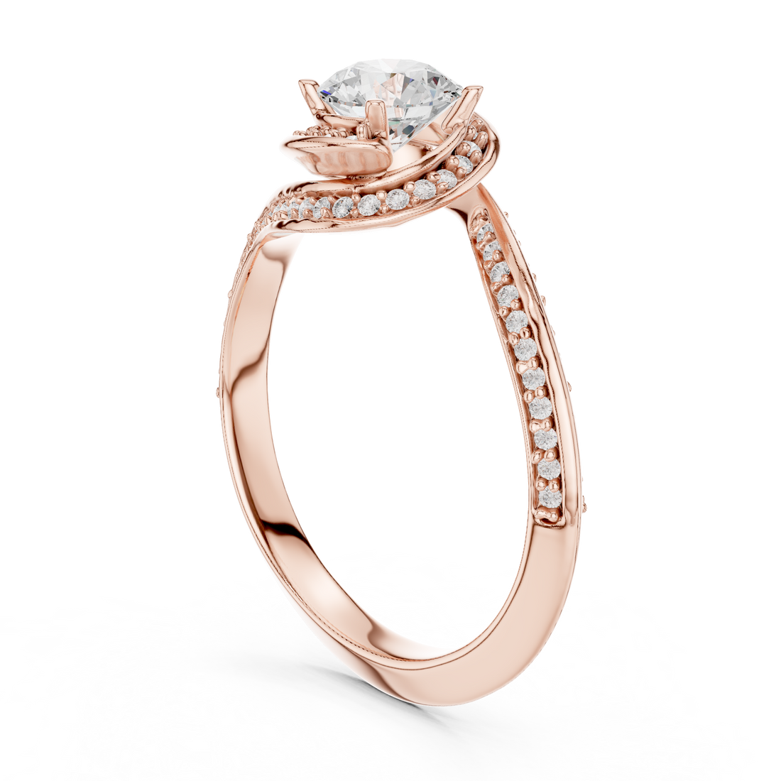 Twisted Pave Diamond Engagement Ring