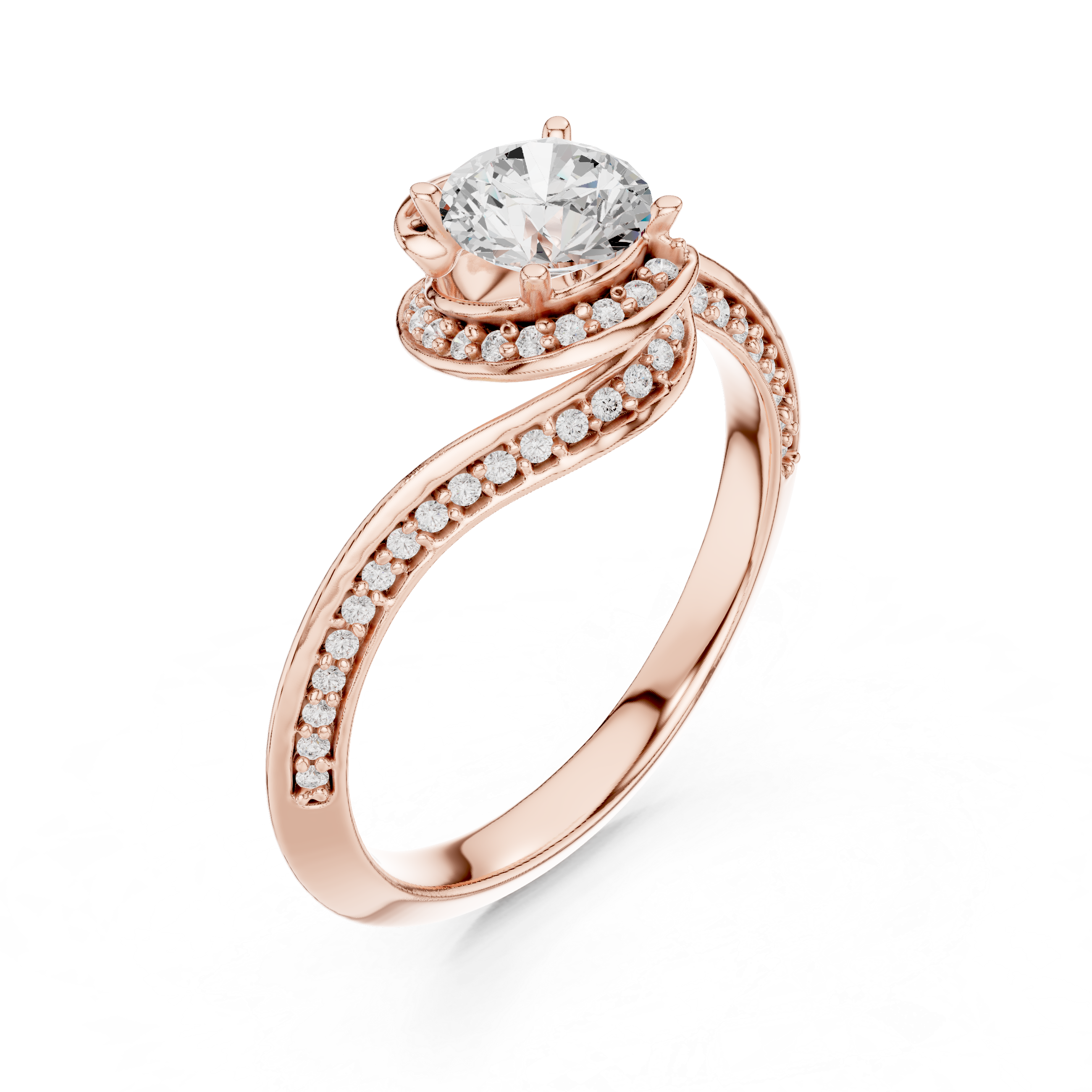 Twisted Pave Diamond Engagement Ring