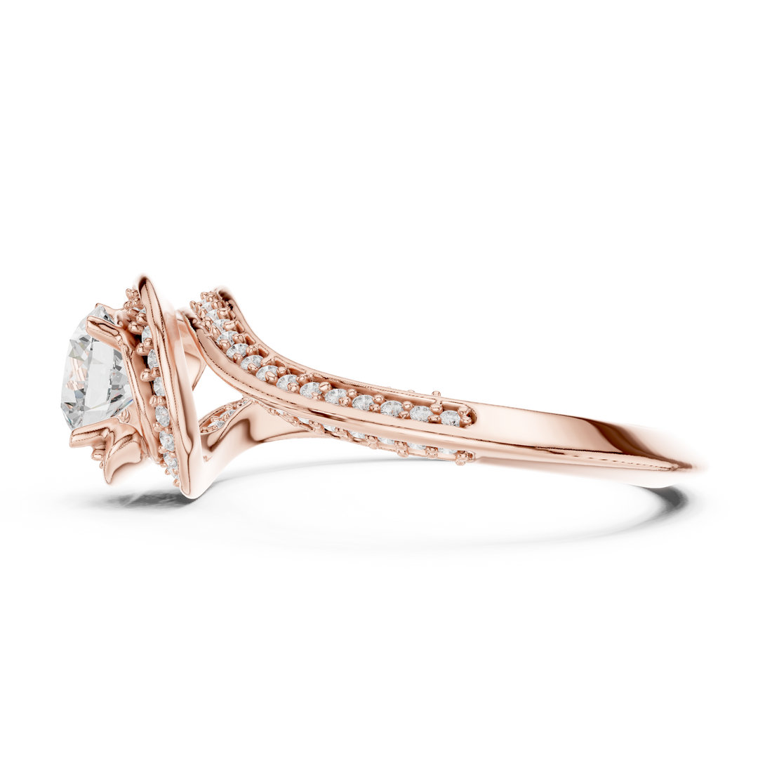 Twisted Pave Diamond Engagement Ring