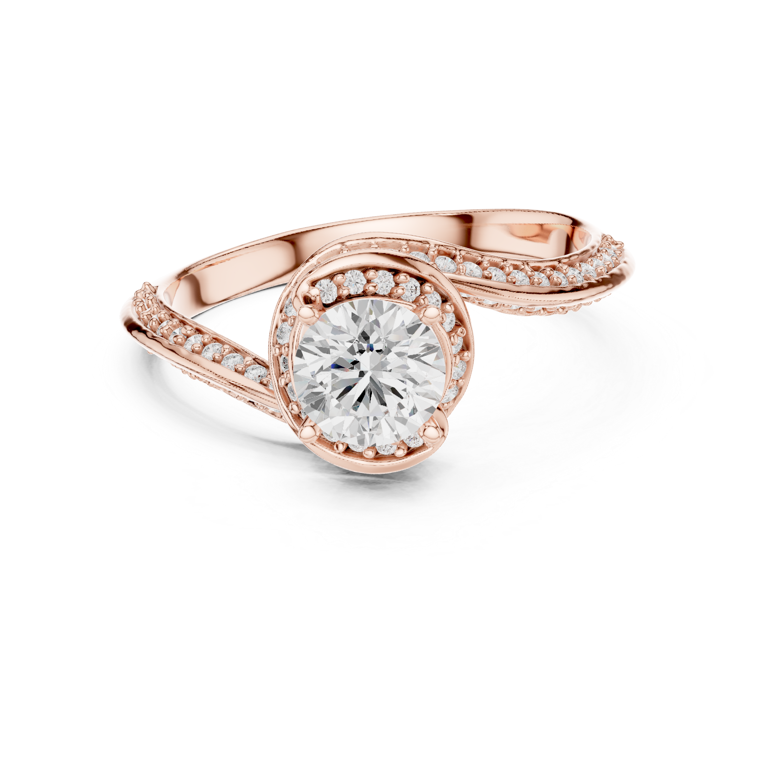 Twisted Pave Diamond Engagement Ring