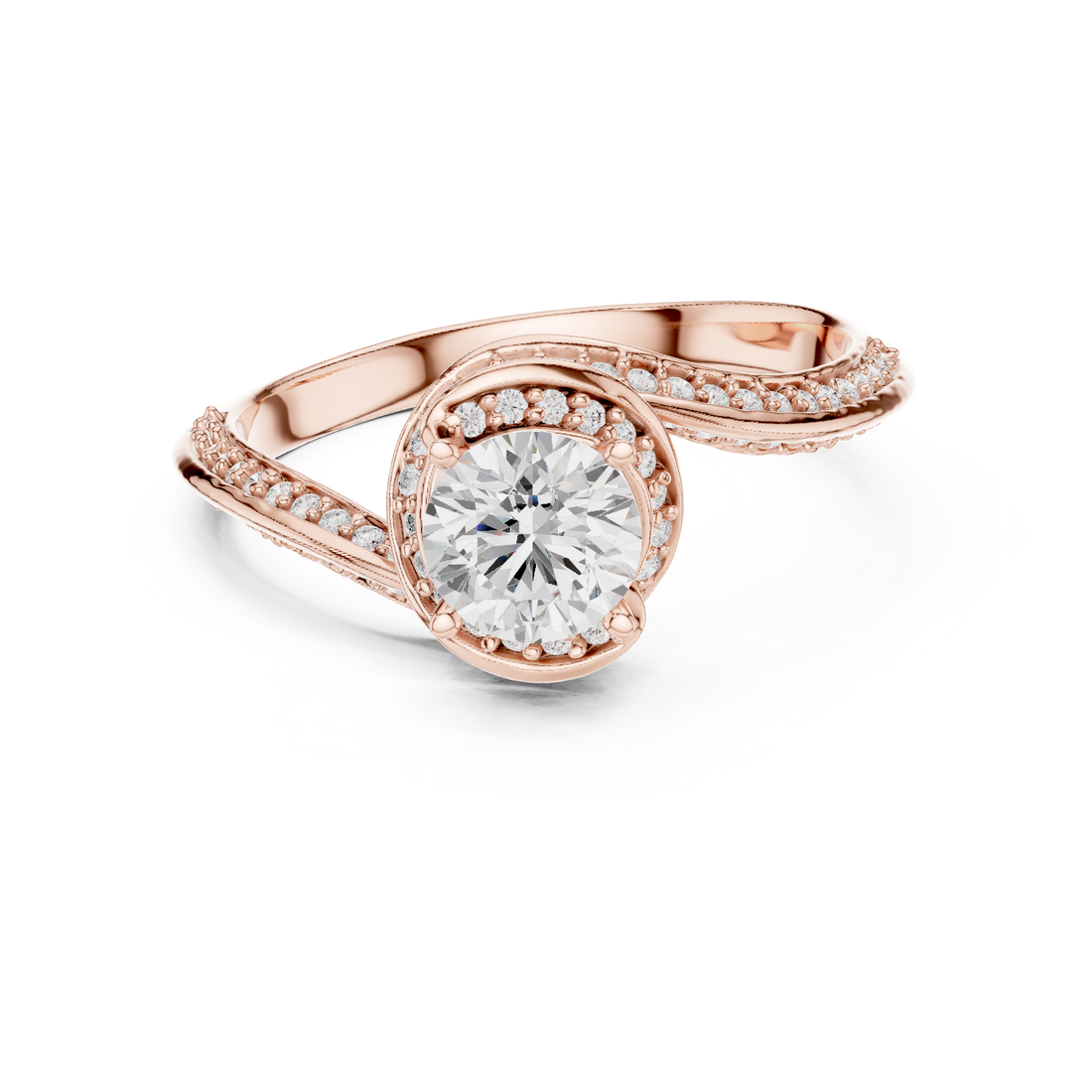 Twisted Pave Diamond Engagement Ring