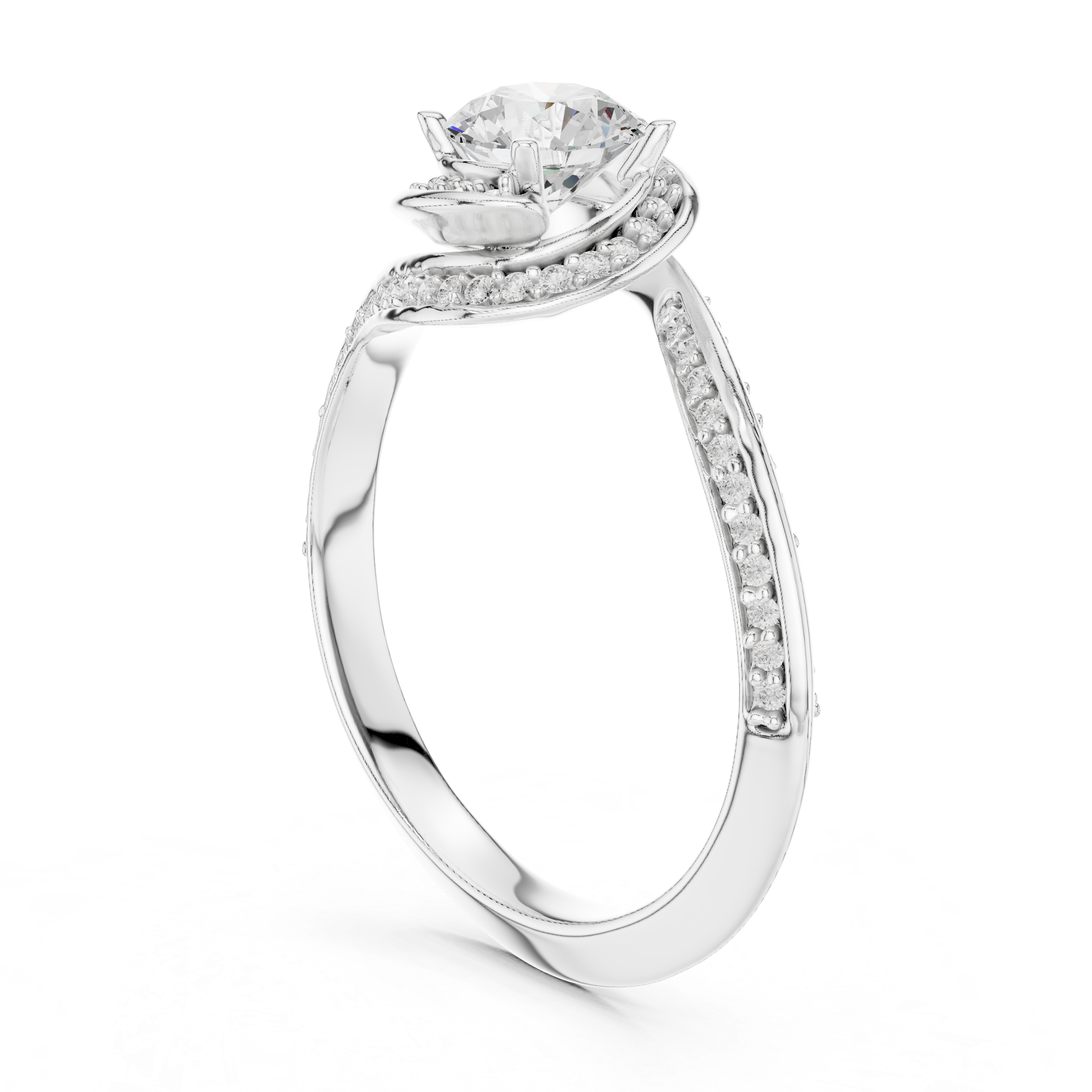 Twisted Pave Diamond Engagement Ring