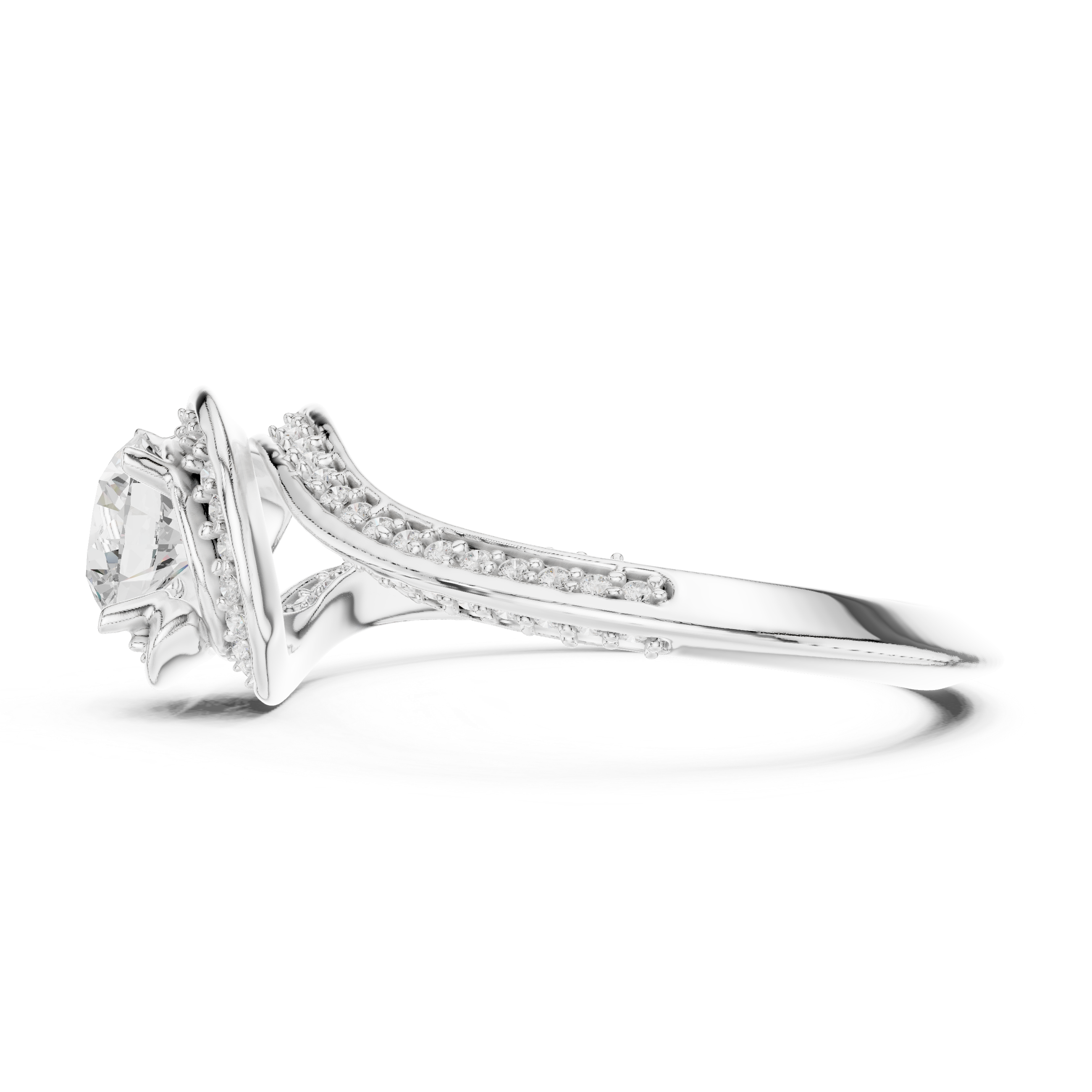 Twisted Pave Diamond Engagement Ring