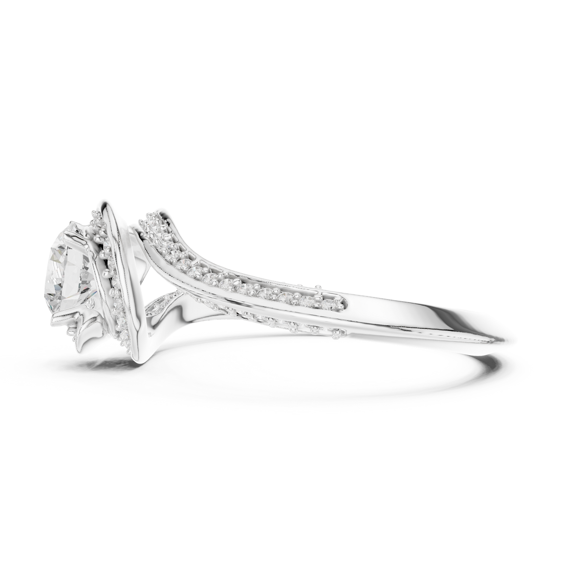 Twisted Pave Diamond Engagement Ring