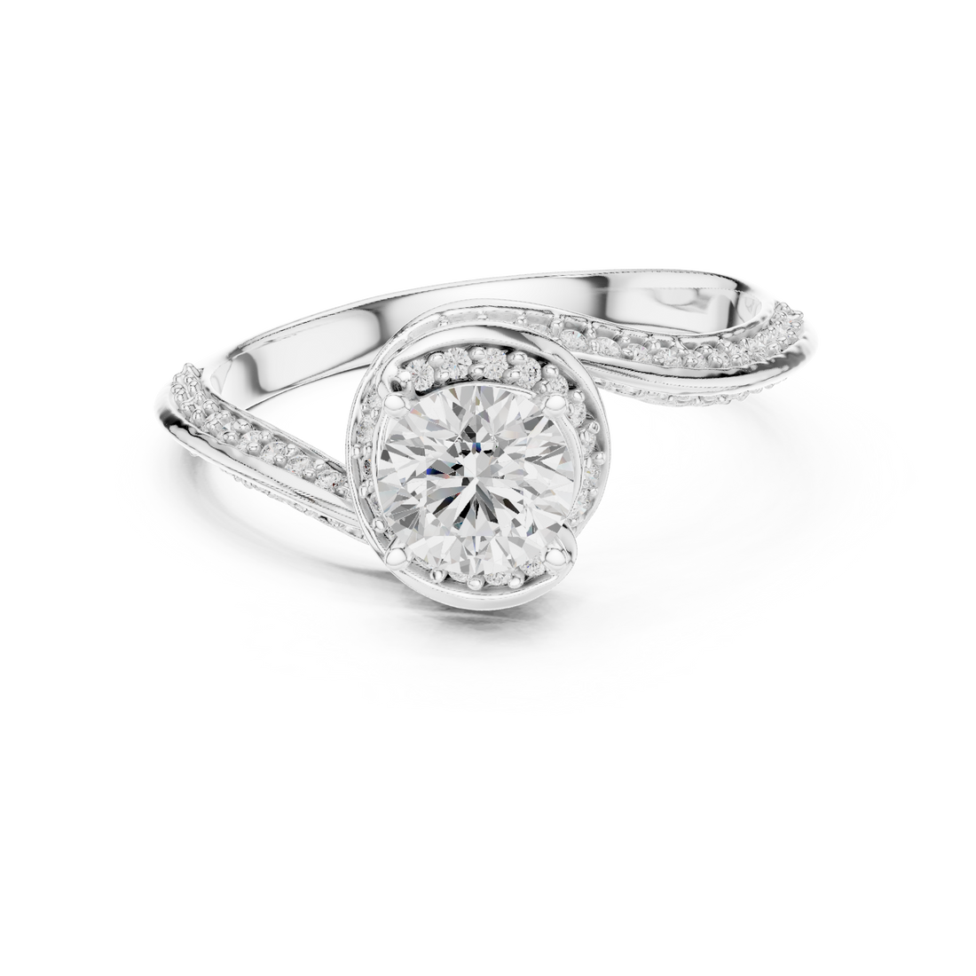 Twisted Pave Diamond Engagement Ring